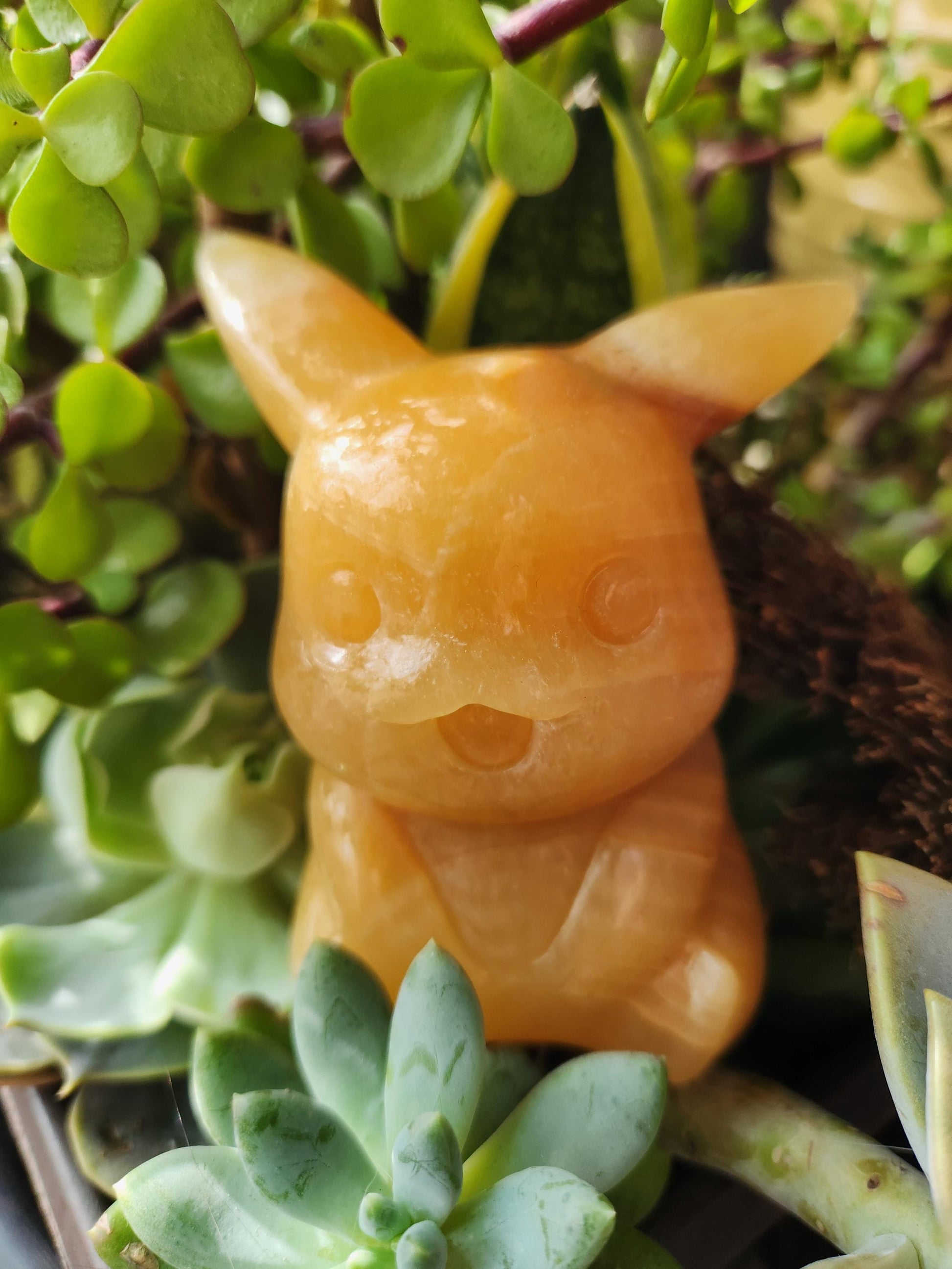 Super Cute BIG Yellow Calcite Pikachu Natural Stone Crystal Pokemon
