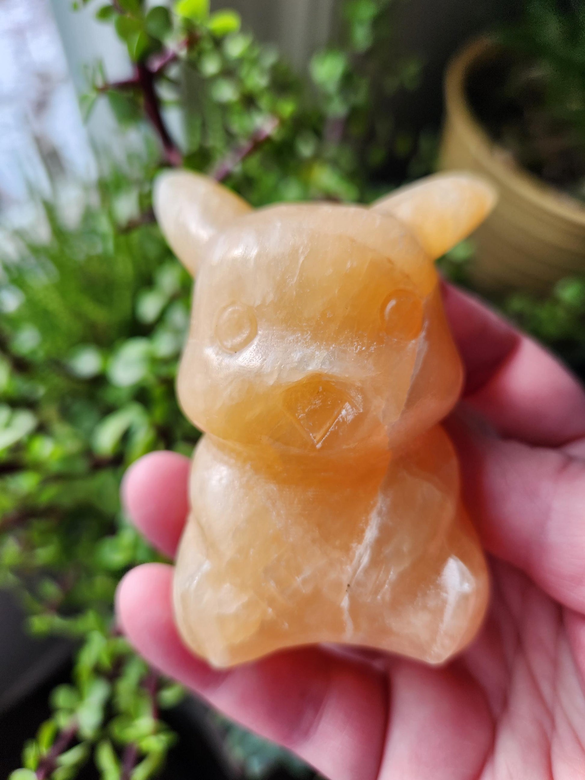 Super Medium Yellow Calcite Pikachu Natural Stone Crystal Pokemon