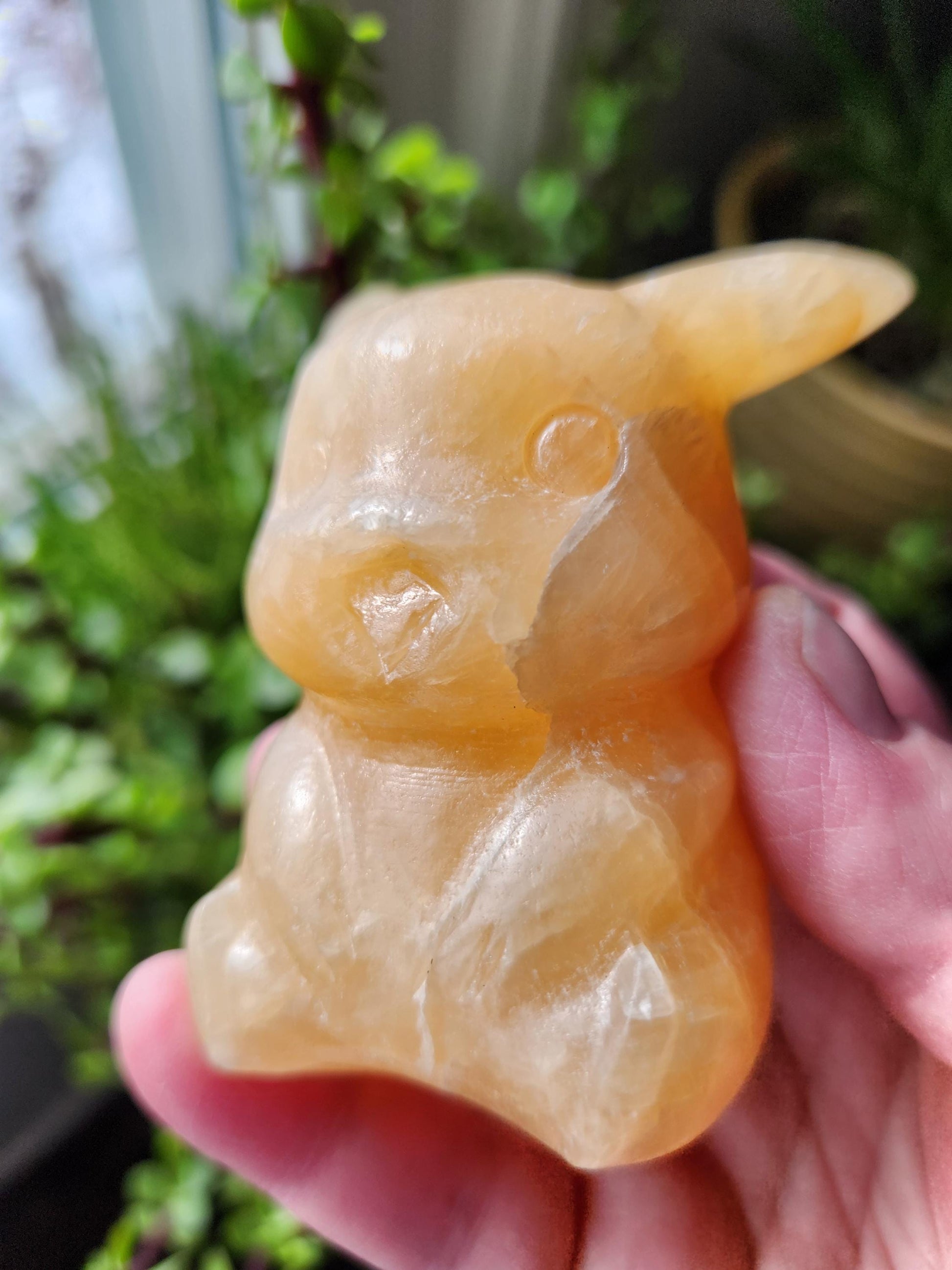 Super Medium Yellow Calcite Pikachu Natural Stone Crystal Pokemon