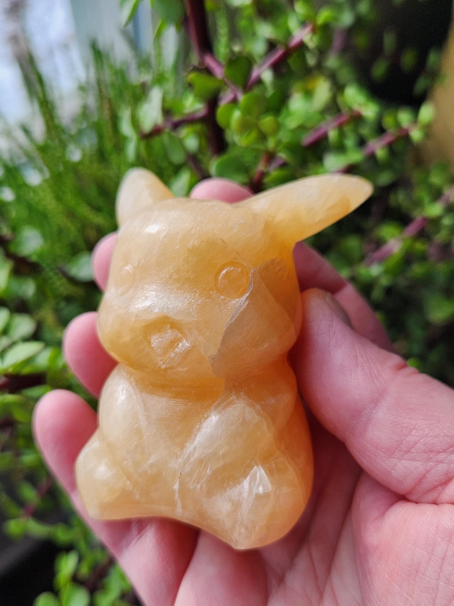 Super Medium Yellow Calcite Pikachu Natural Stone Crystal Pokemon