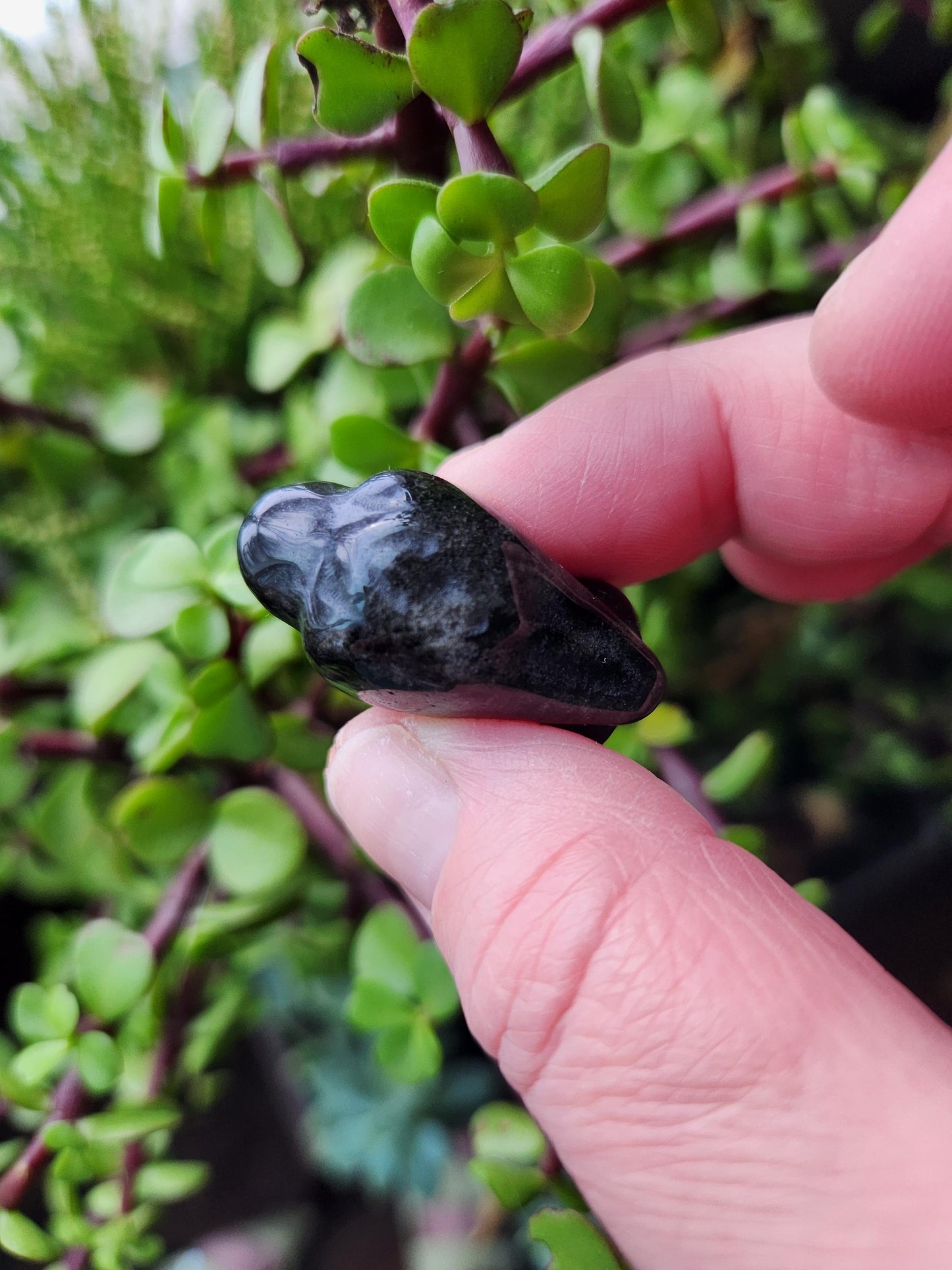 Carved Silver Sheen Obsidian Crow: Natural Crystal Raven Figurine, Small