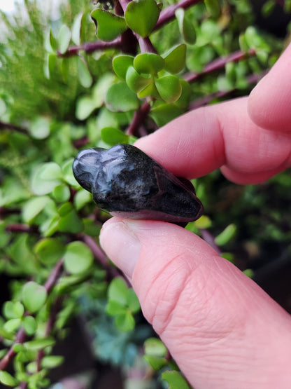 Carved Silver Sheen Obsidian Crow: Natural Crystal Raven Figurine, Small
