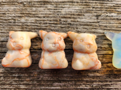 Mini Pokemon Pikachu: Pink Jasper, Opalite or Pink Opalite, One
