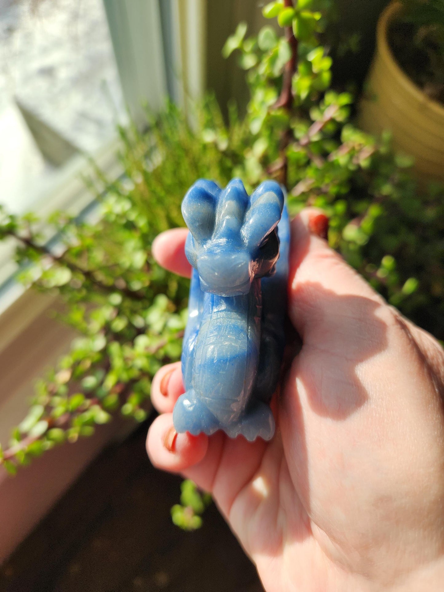 Blue Aventurine Crystal Dragon Carving - DnD, Decor
