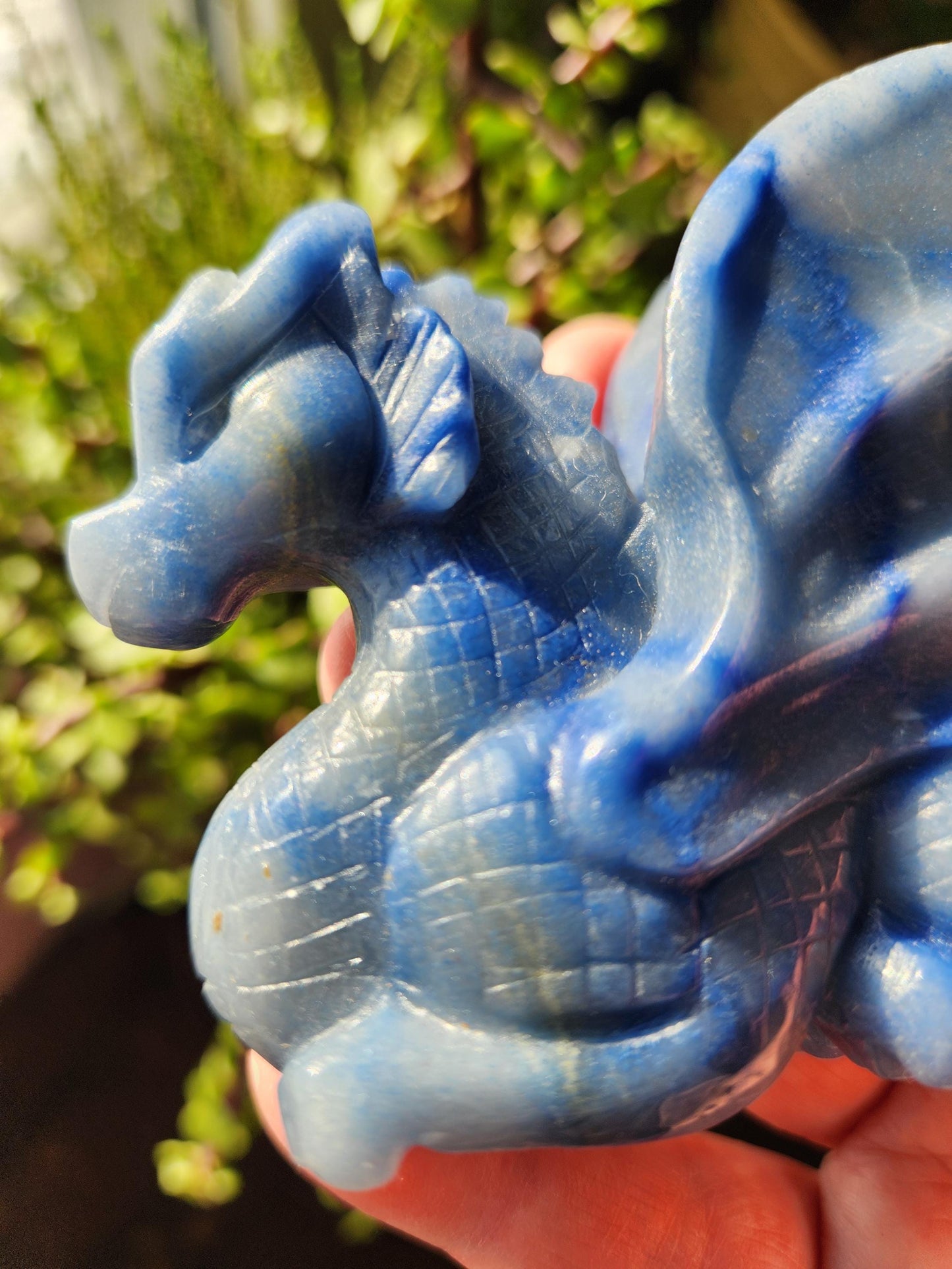Blue Aventurine Crystal Dragon Carving - DnD, Decor