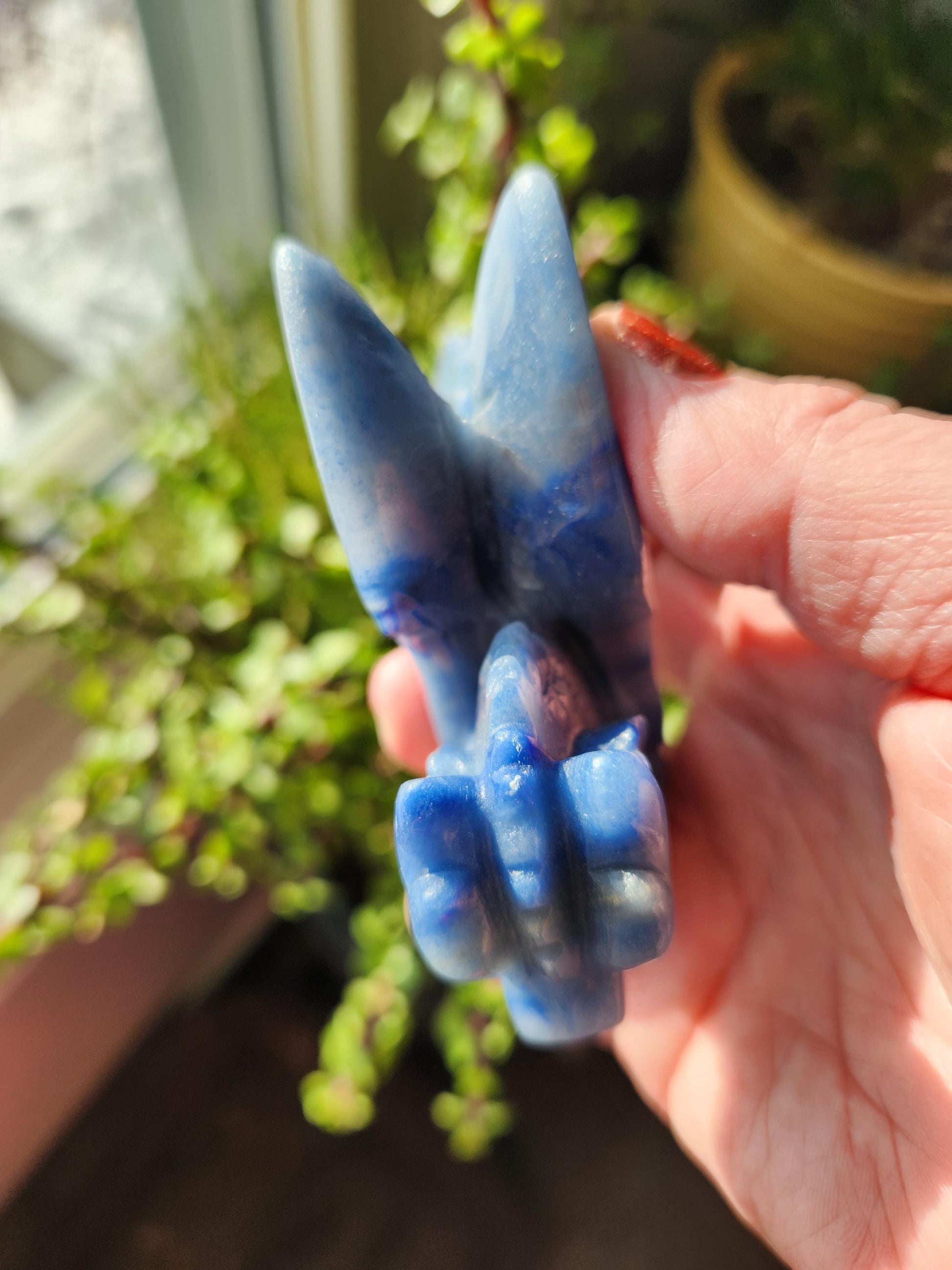 Blue Aventurine Crystal Dragon Carving - DnD, Decor