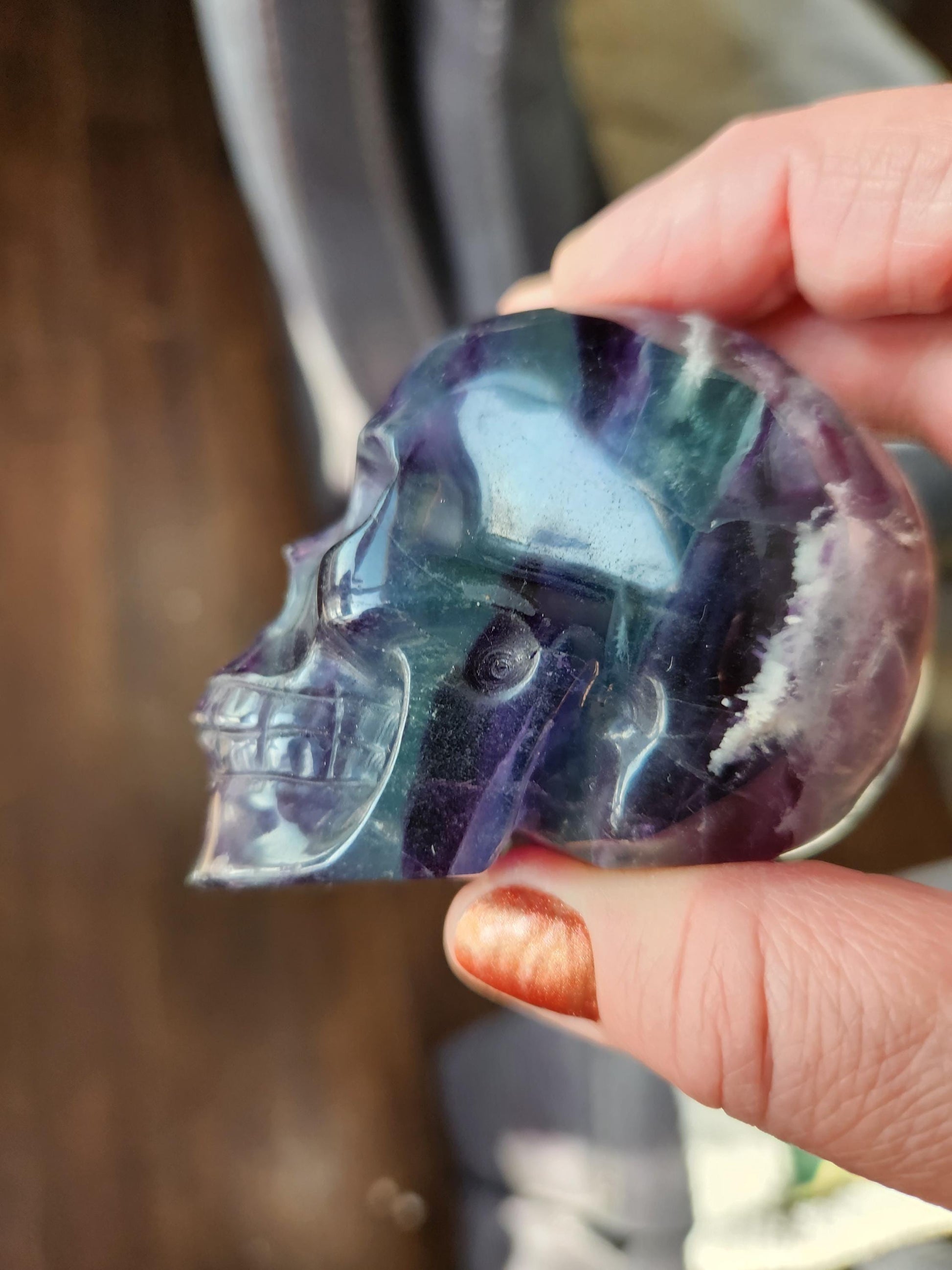 AAA Green & Purple Fluorite Crystal Skull