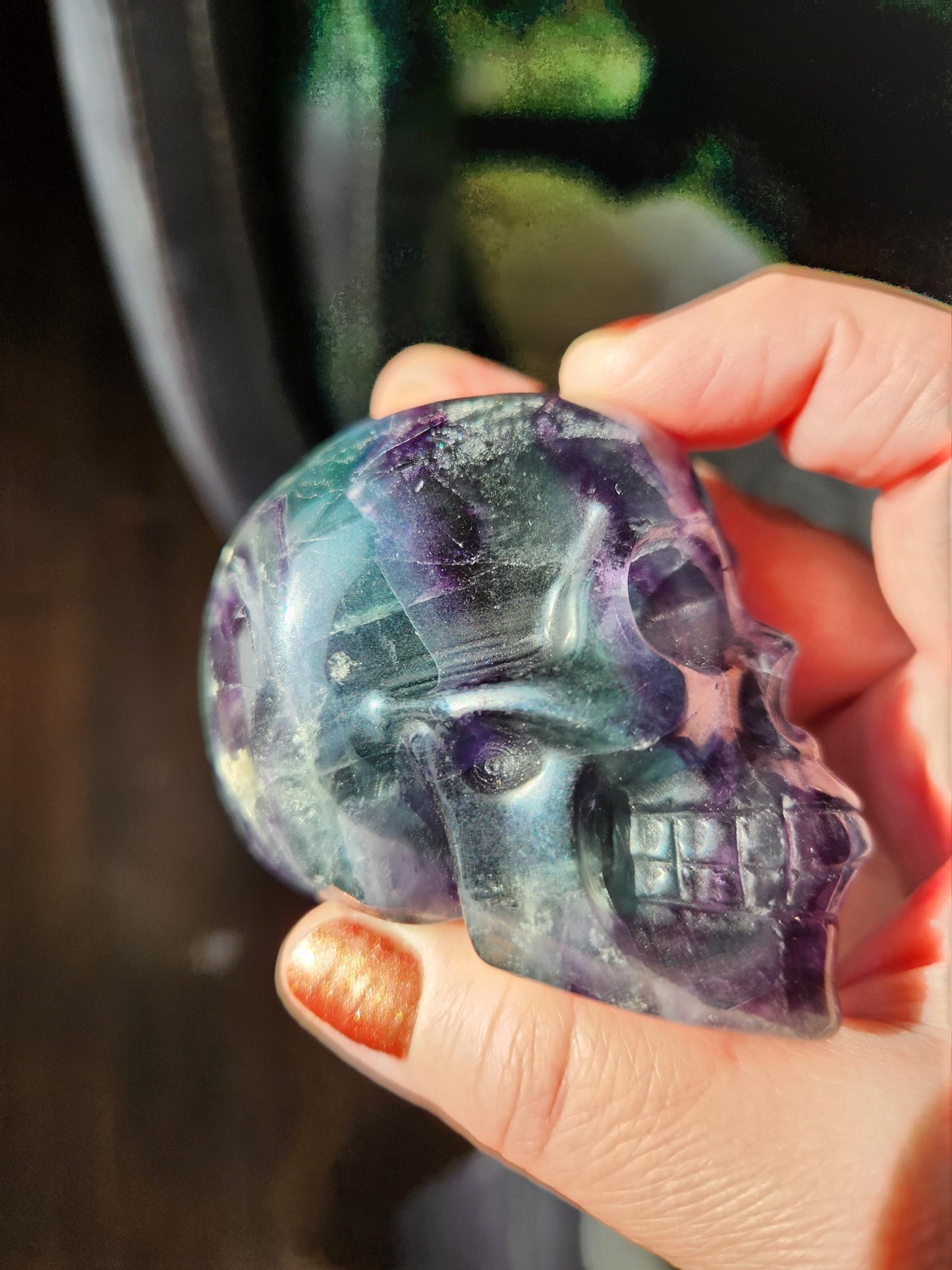 AAA Green & Purple Fluorite Crystal Skull