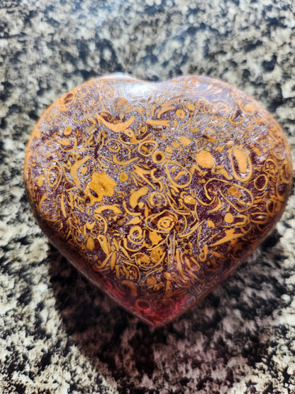 Polished Sanskrit Jasper Crystal Heart: Rare