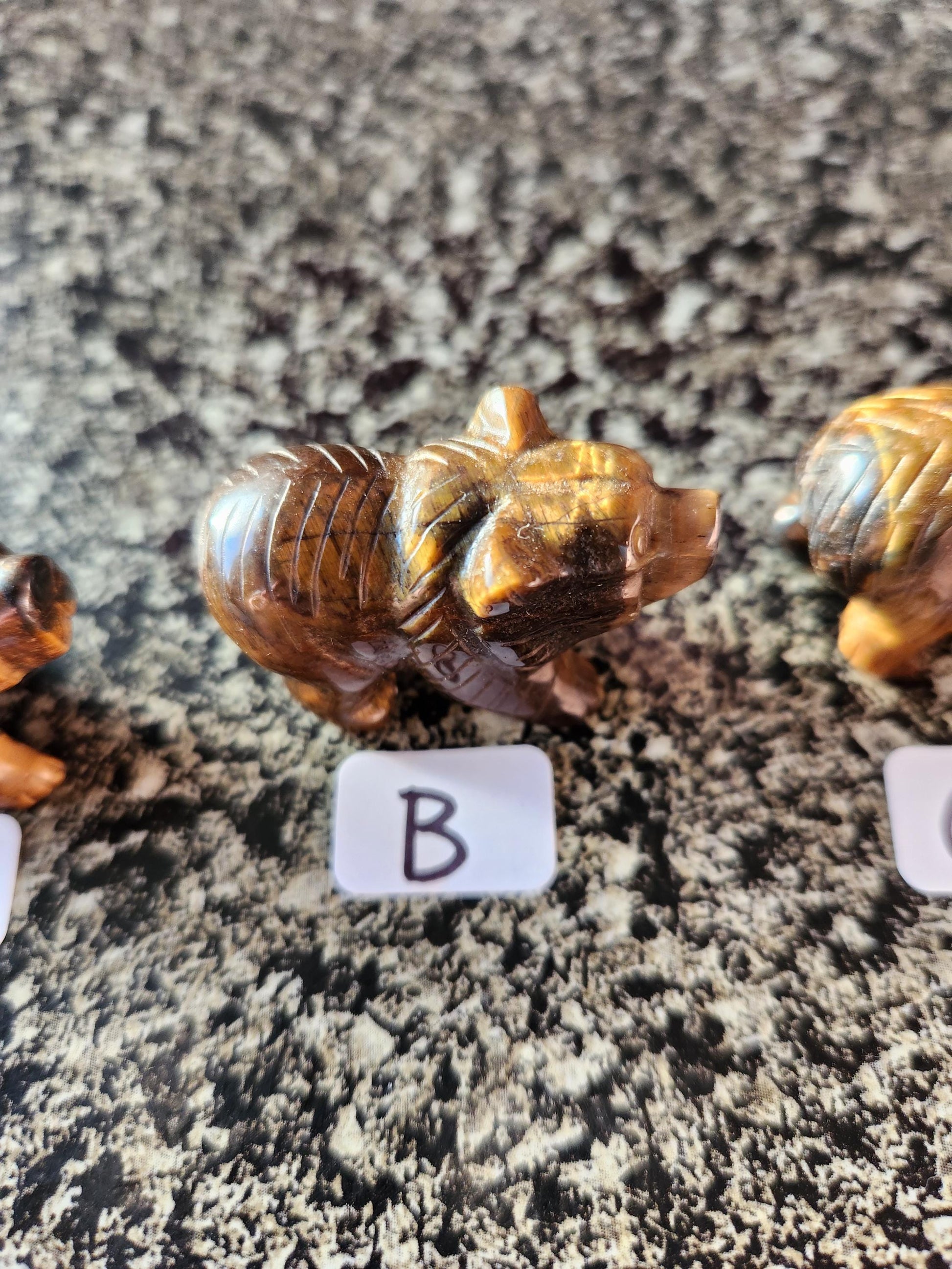 Carved Golden Tiger Eye Mini Bear, All Natural Crystal, One