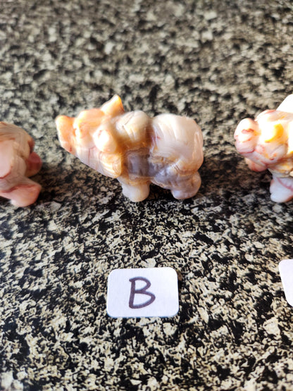 Carved Crazy Lace Agate Mini Bear, All Natural Crystal, One