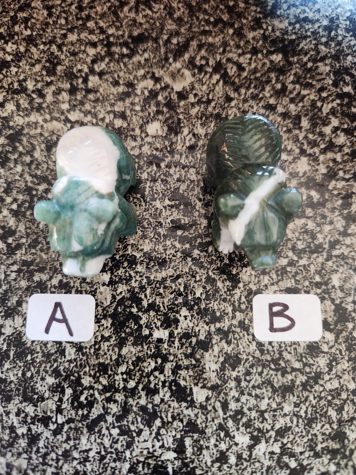 Carved Moss Agate Mini Bear, All Natural Crystal, One