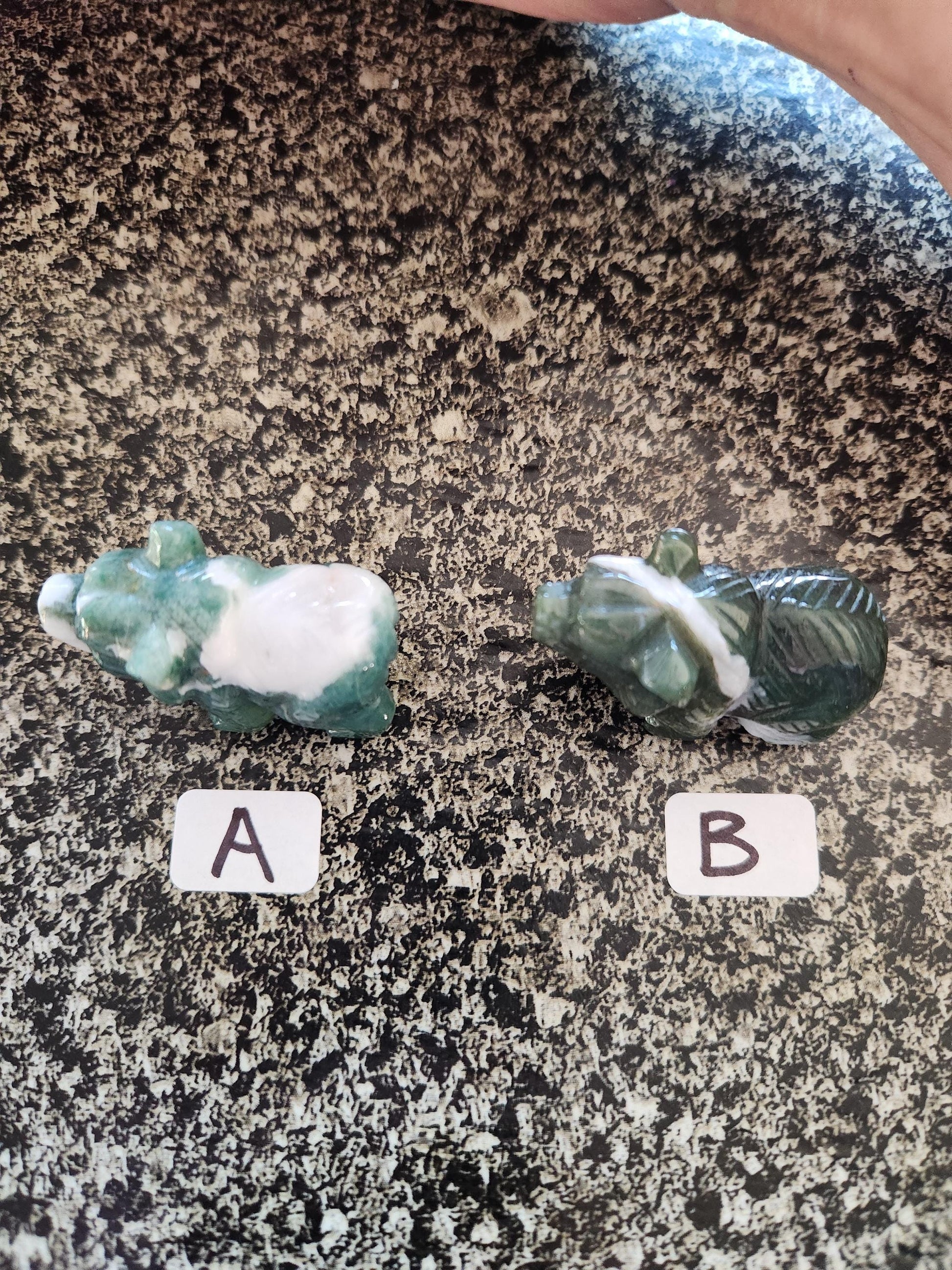 Carved Moss Agate Mini Bear, All Natural Crystal, One