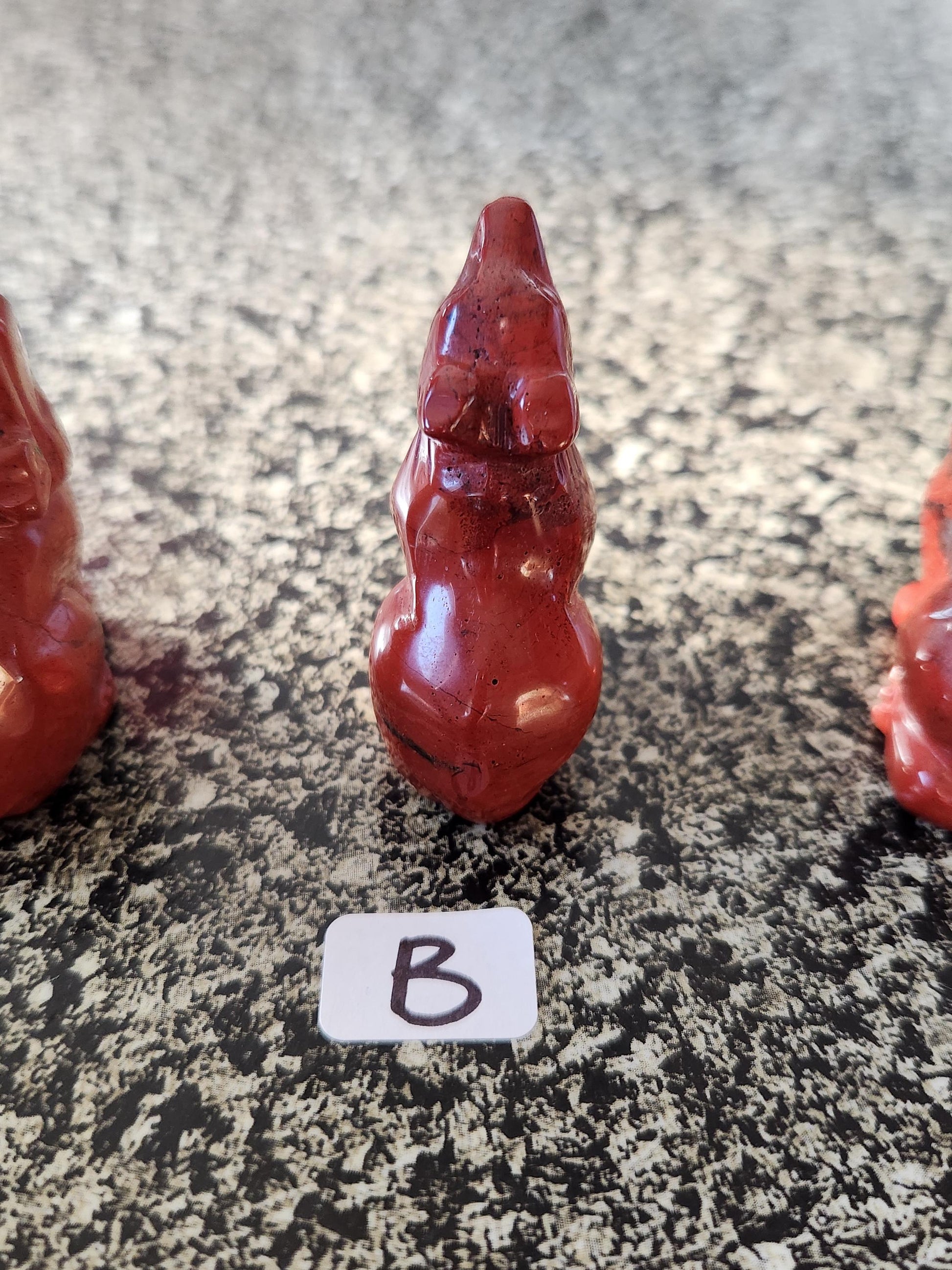 Carved Red Jasper Howling Wolf, All Natural Crystal, One