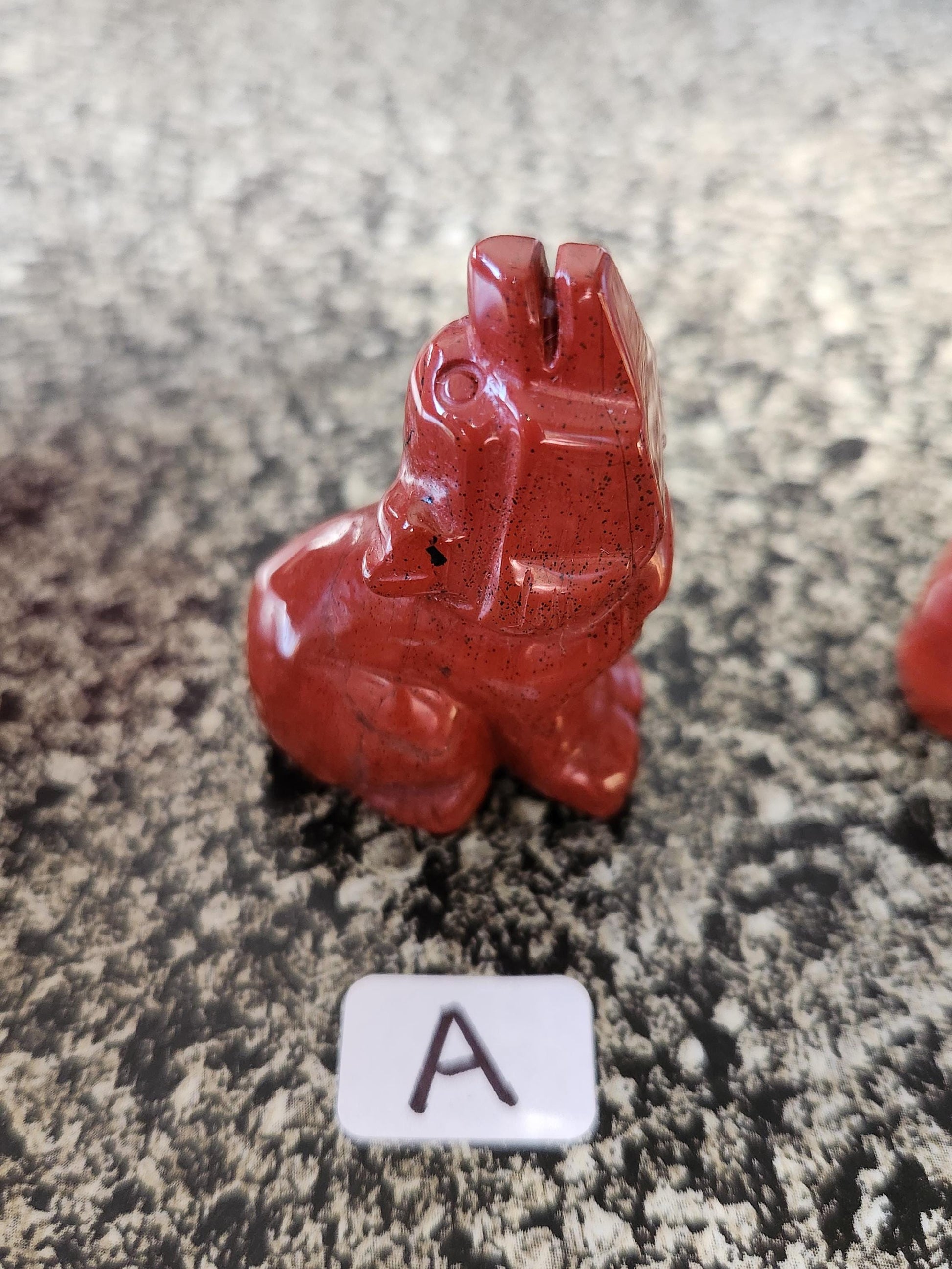Carved Red Jasper Howling Wolf, All Natural Crystal, One