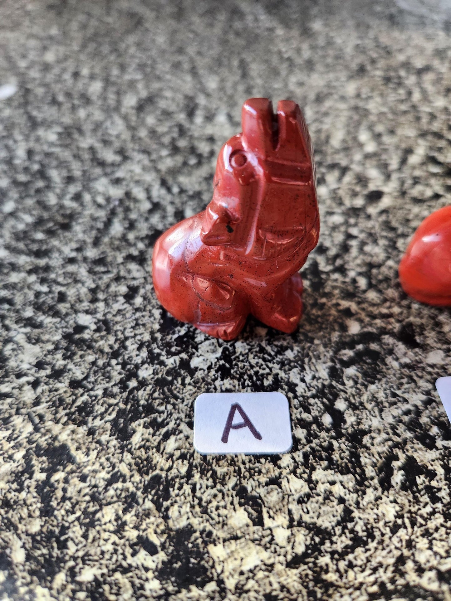 Carved Red Jasper Howling Wolf, All Natural Crystal, One