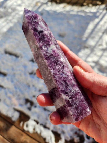 AAA Purple Lepidolite Crystal Tower: Polished Point Generator