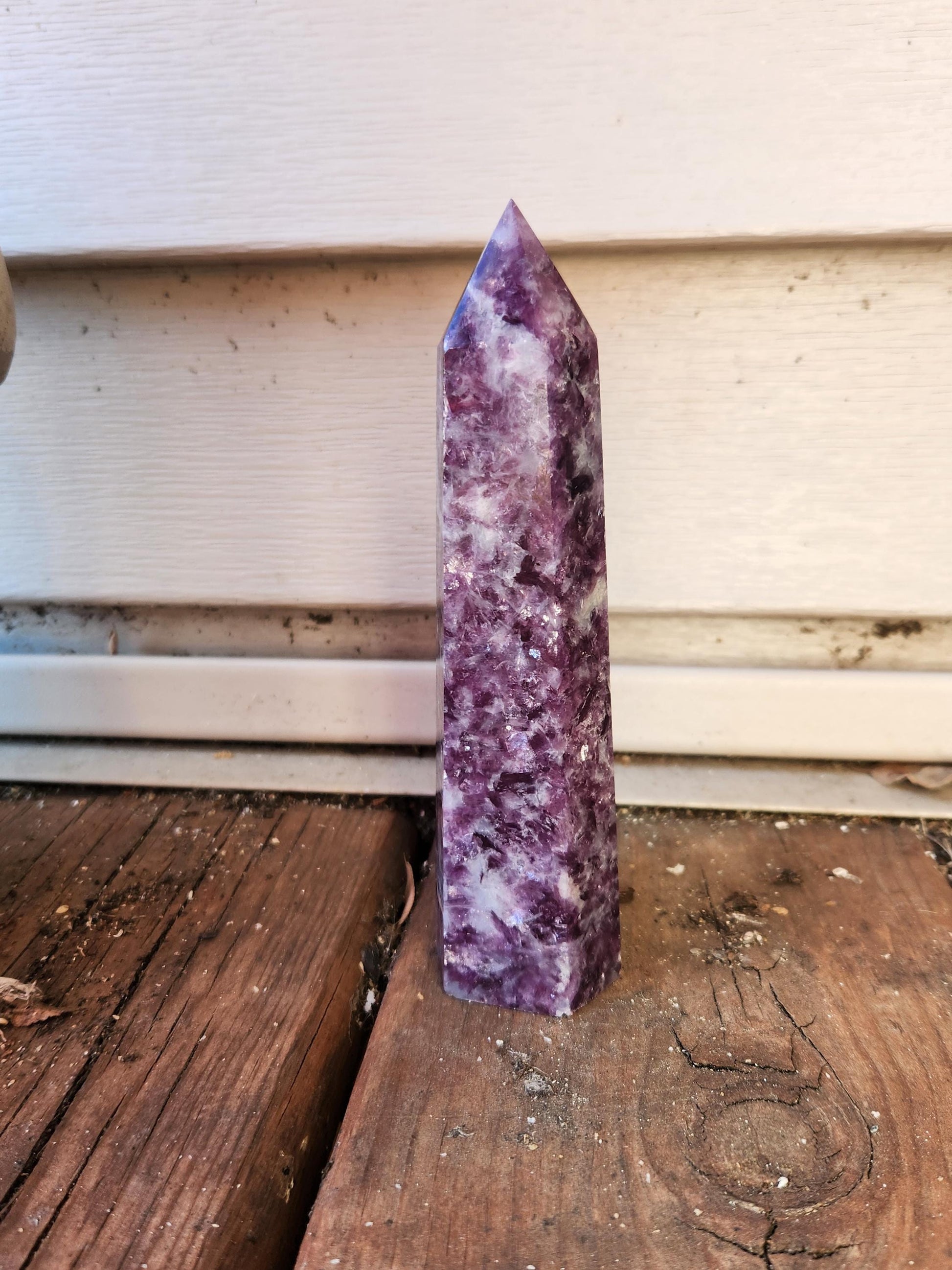 AAA Purple Lepidolite Crystal Tower: Polished Point Generator