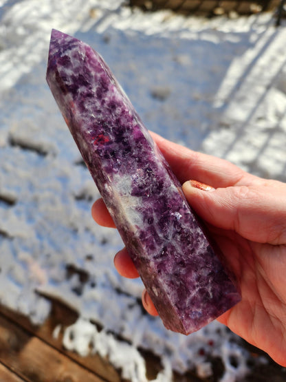 AAA Purple Lepidolite Crystal Tower: Polished Point Generator