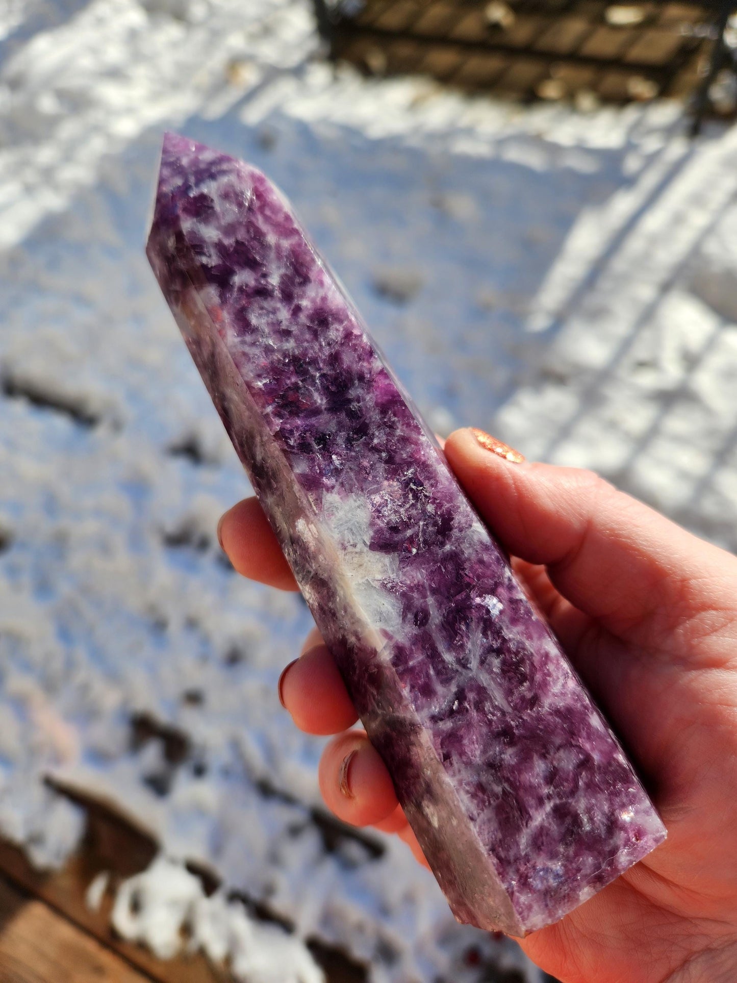AAA Purple Lepidolite Crystal Tower: Polished Point Generator