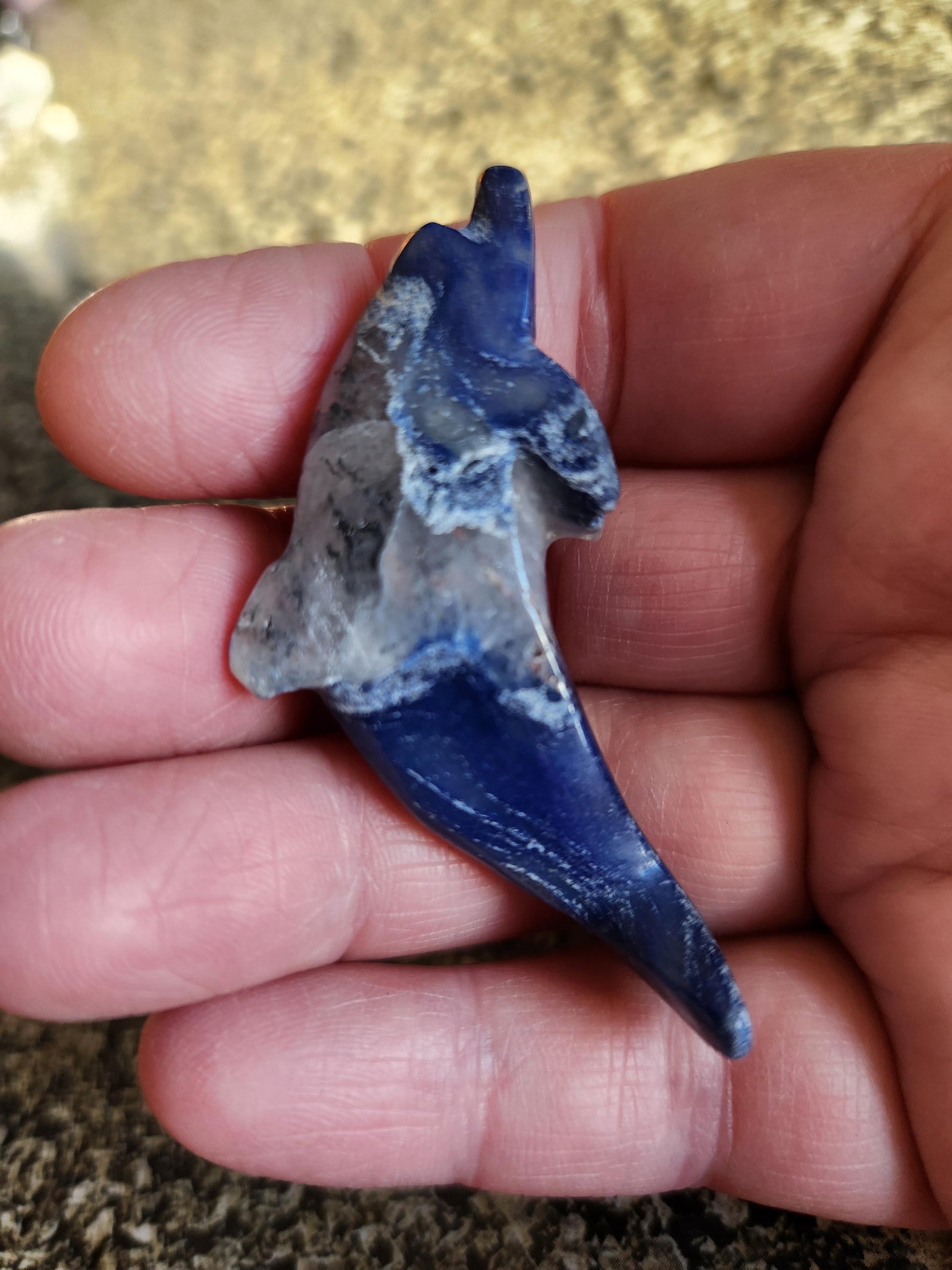 Mini Sodalite Dolphin Crystal Carving - High Polish, Brazil