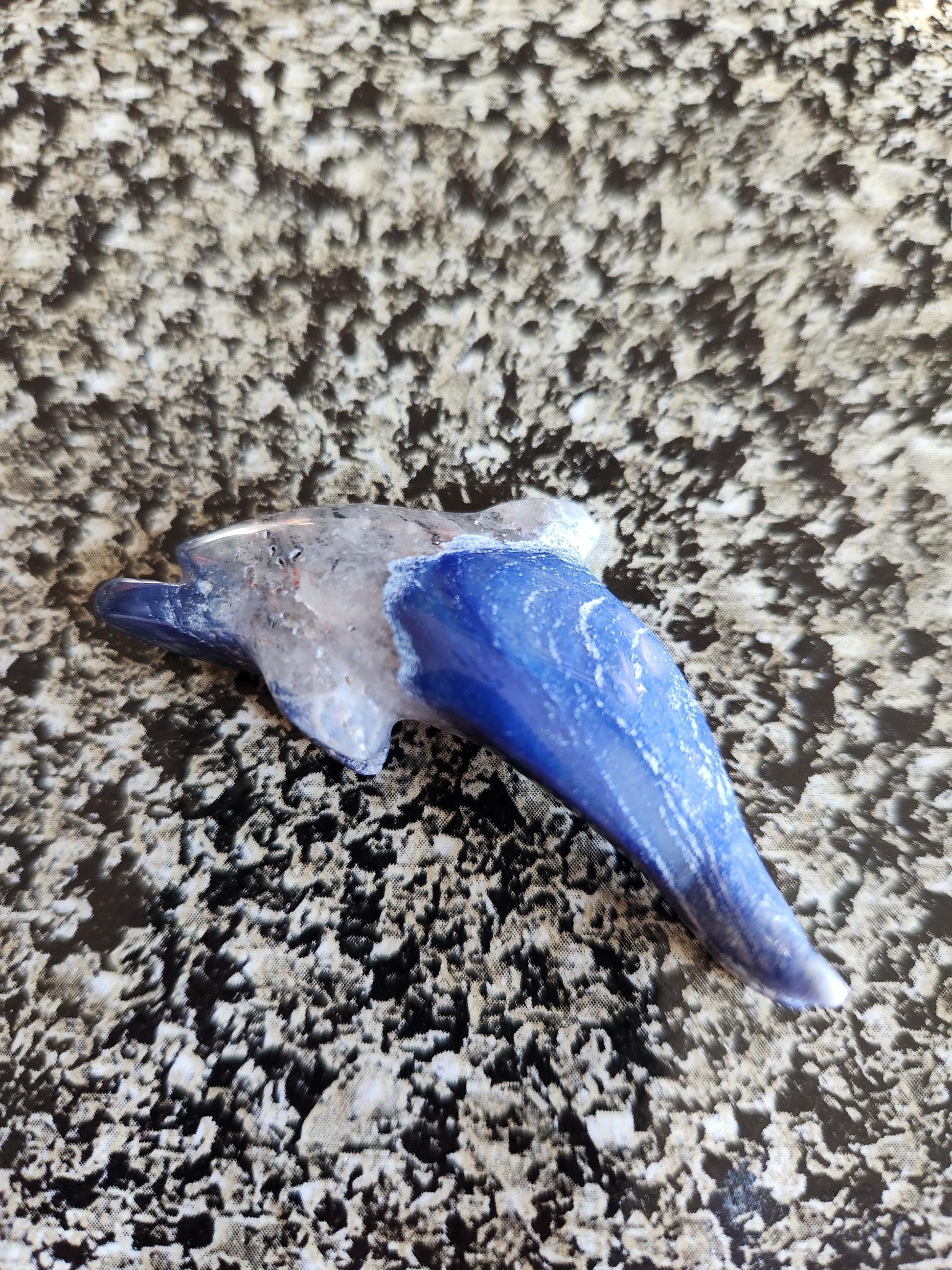 Mini Sodalite Dolphin Crystal Carving - High Polish, Brazil