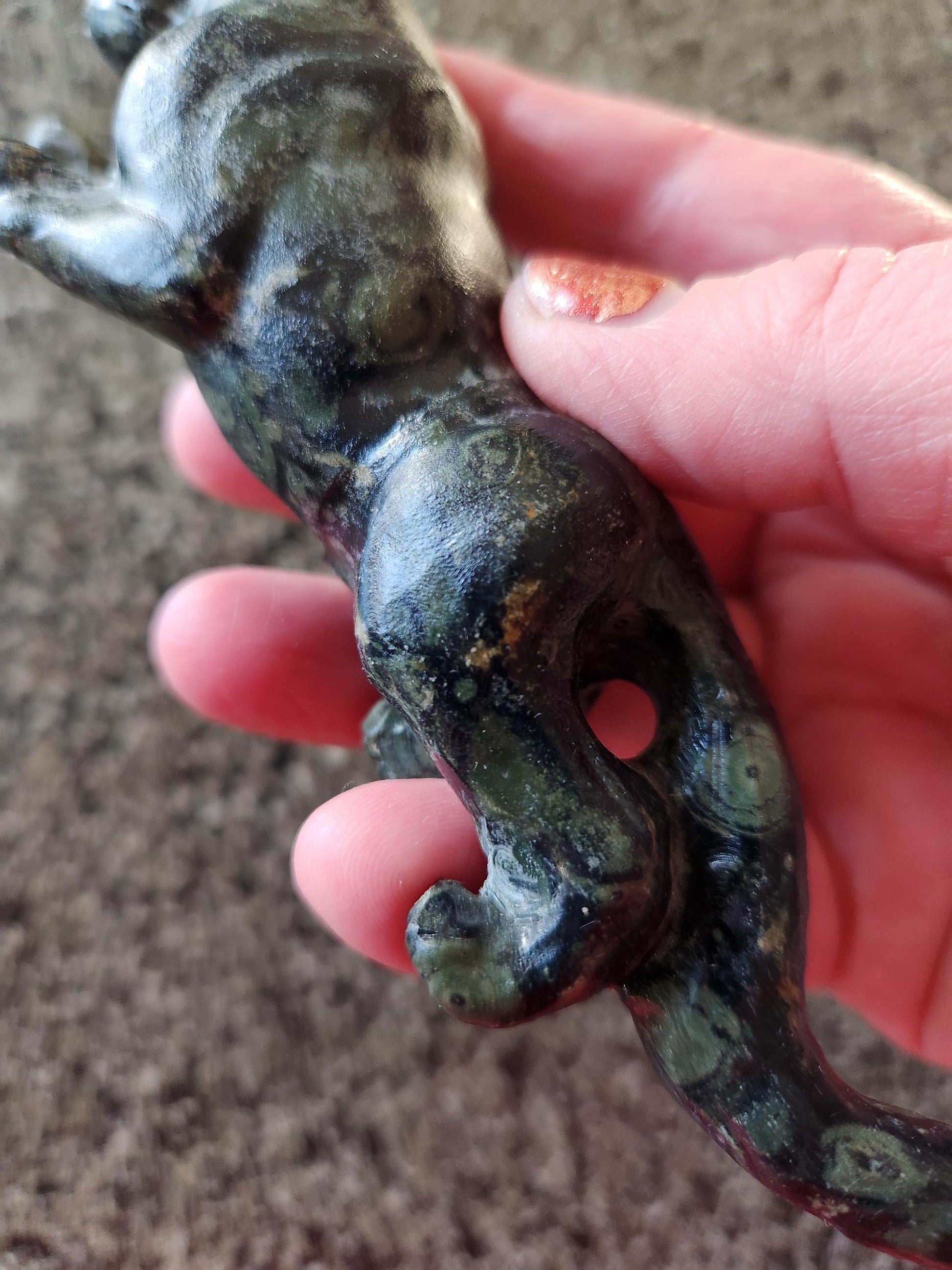 Jaguar Carved Kambaba Jasper Stone Natural Stone Crystal, Big Cat