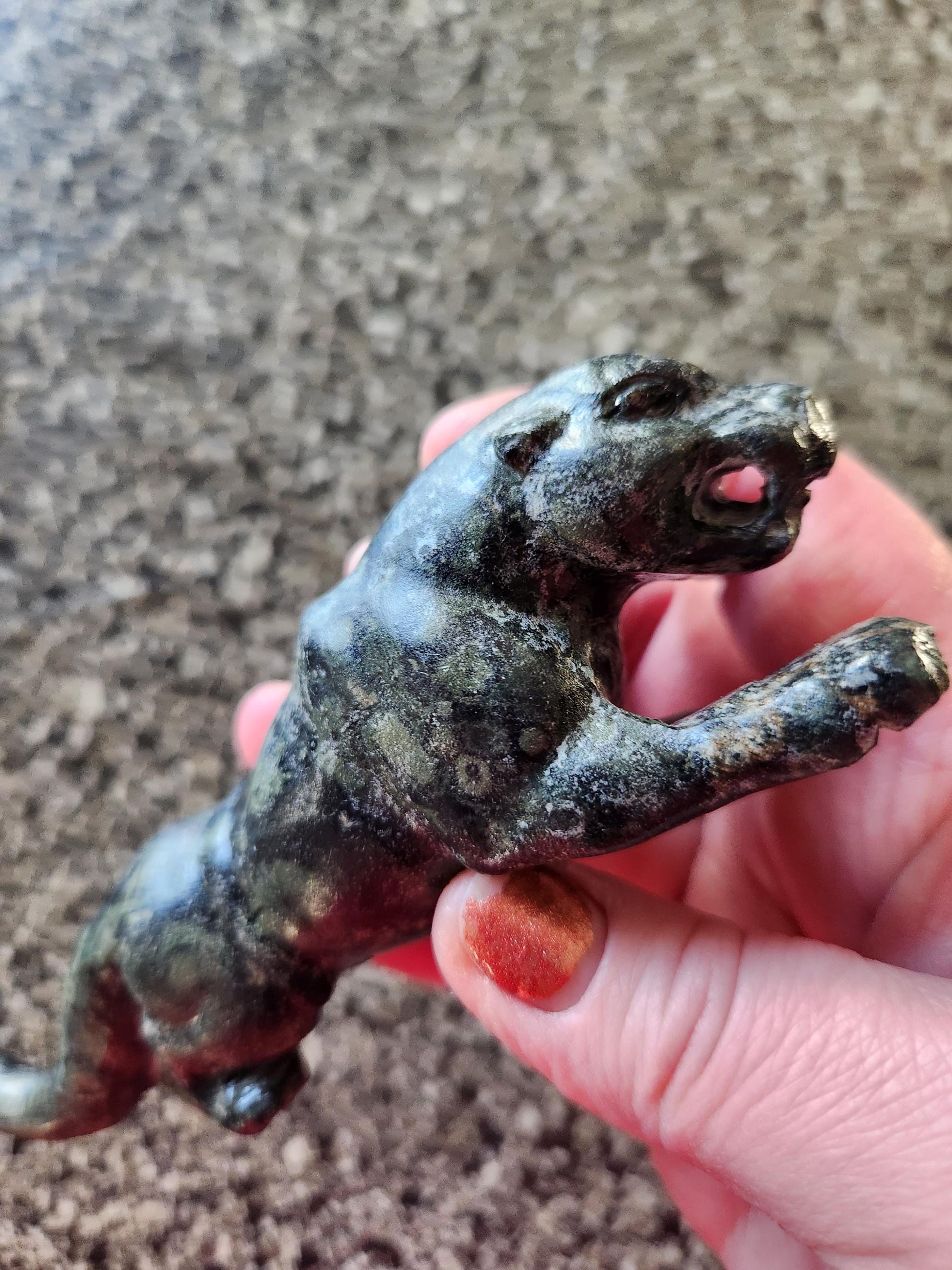 Jaguar Carved Kambaba Jasper Stone Natural Stone Crystal, Big Cat