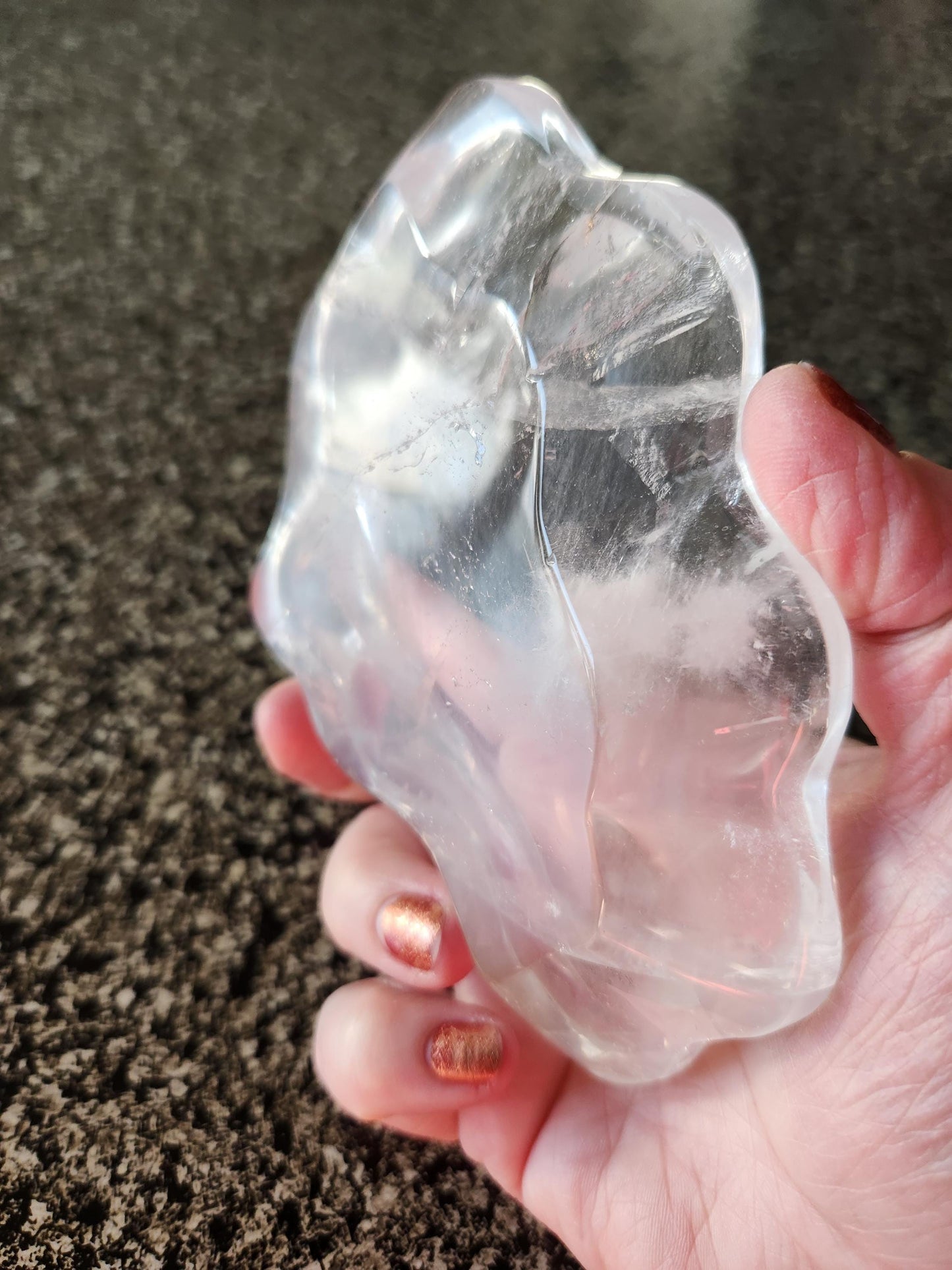 Clear Quartz Crystal Free Form Bowl: Decorative Bowl, Small to Medium