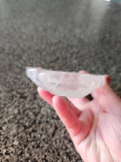 Clear Quartz Crystal Free Form Bowl: Decorative Bowl, Small to Medium
