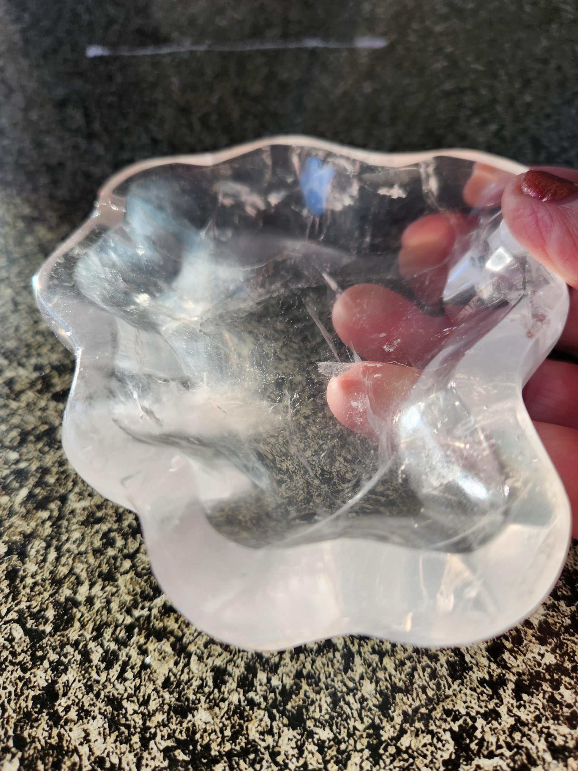Clear Quartz Crystal Free Form Bowl: Decorative Bowl, Small to Medium