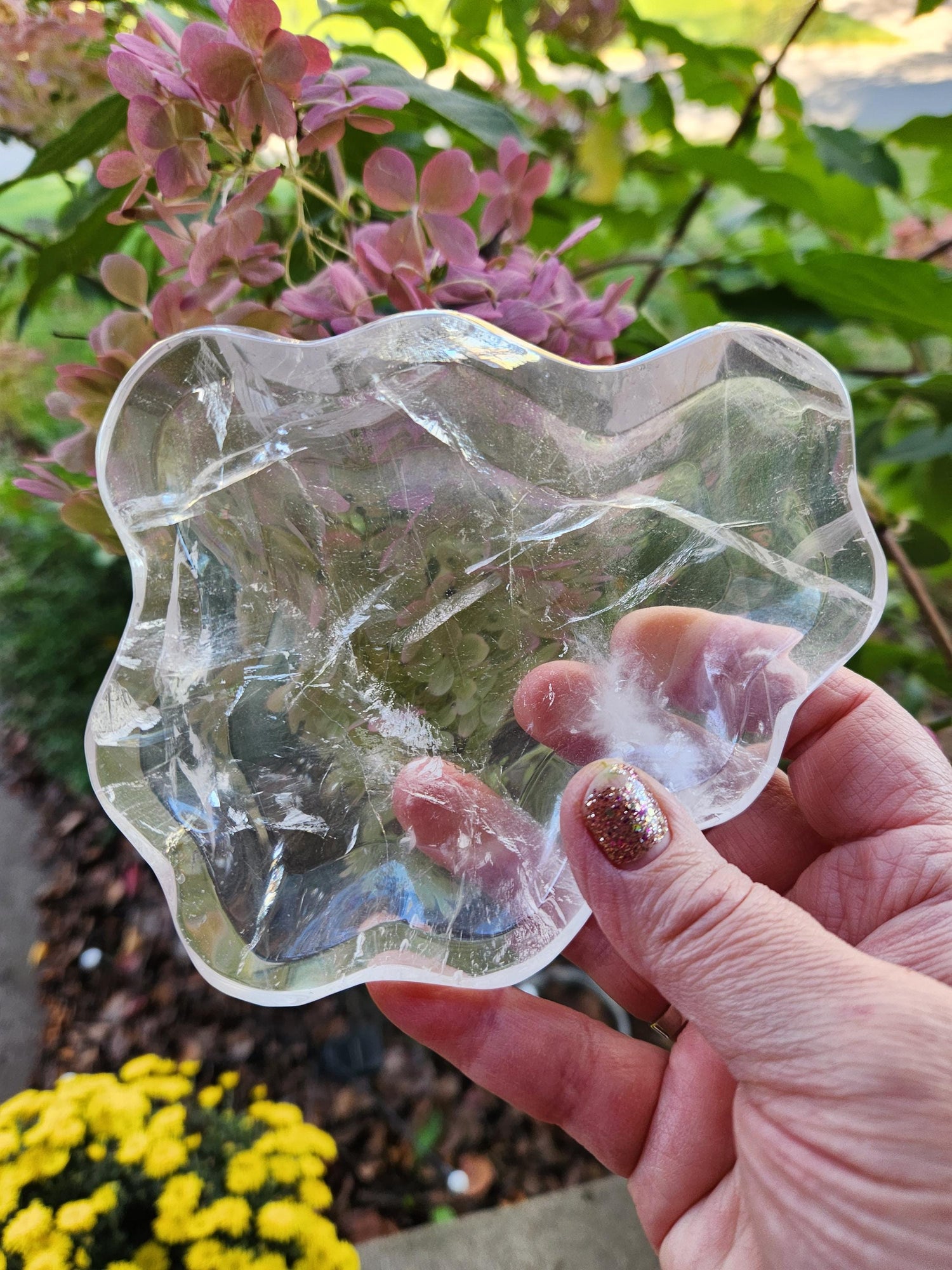 Clear Quartz Crystal Free Form Bowl: Decorative Bowl, Small to Medium