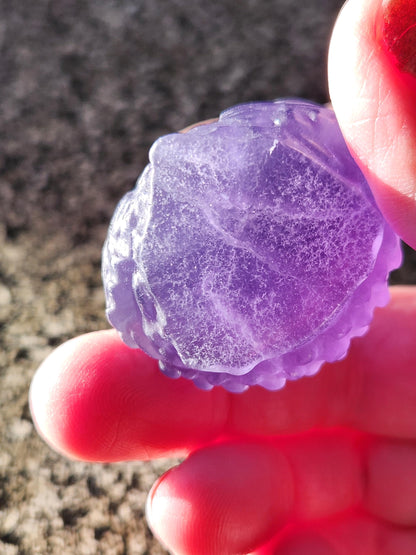 Carved Purple Fluorite Crystal Owl, Unique