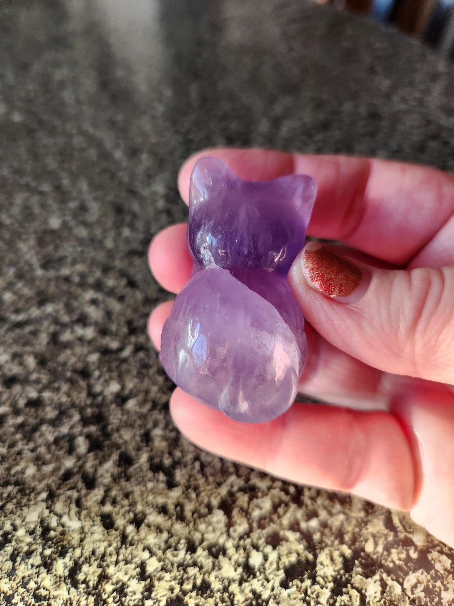 Light Purple Fluorite Carved Sitting Cat