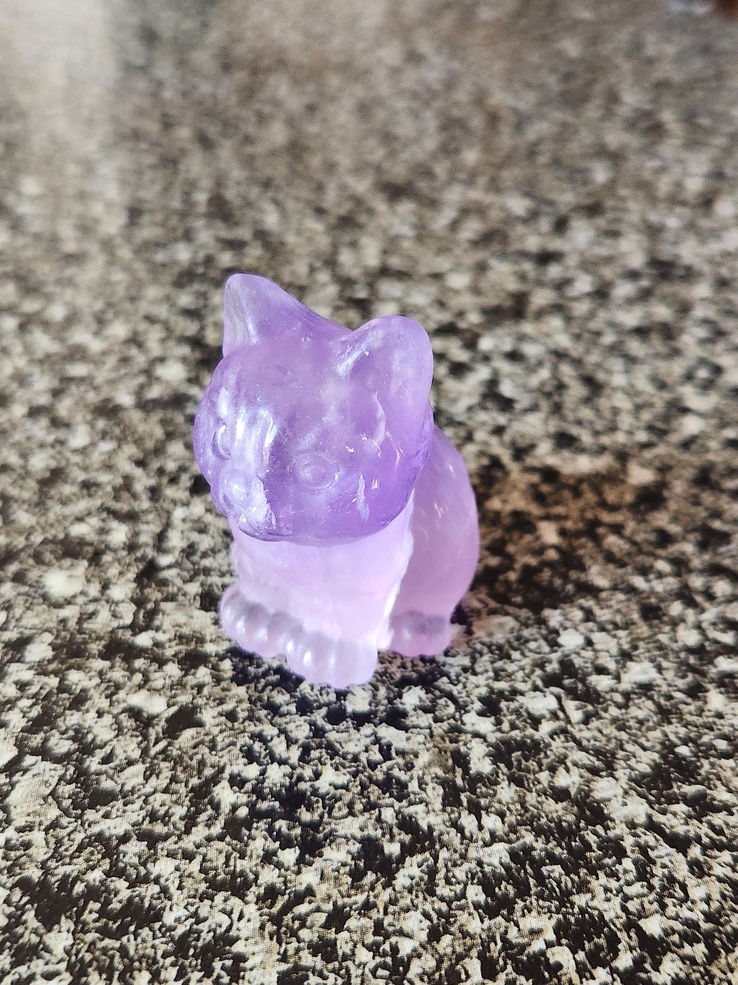 Light Purple Fluorite Carved Sitting Cat