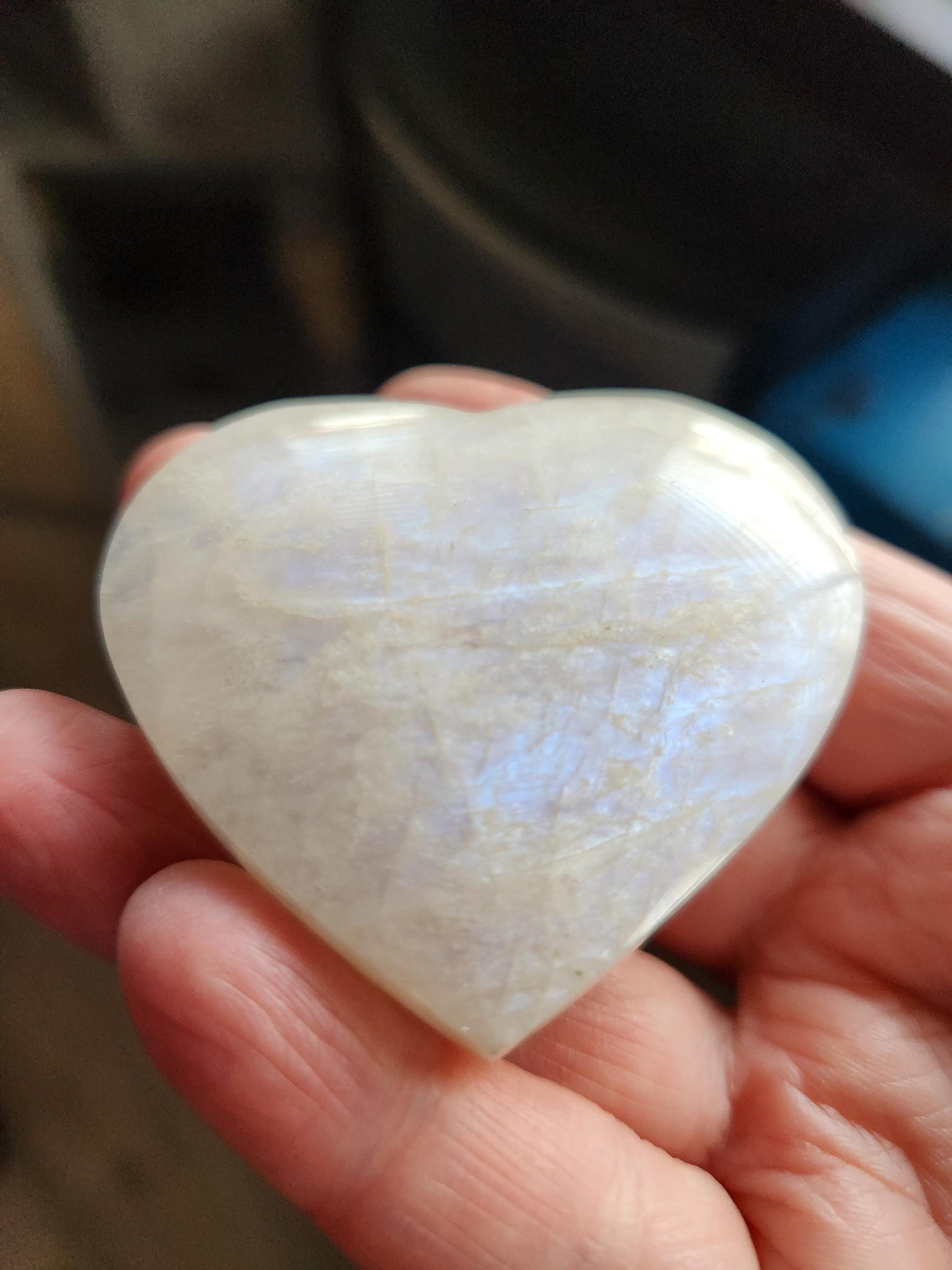 Moonstone Crystal Heart with Blue Flash
