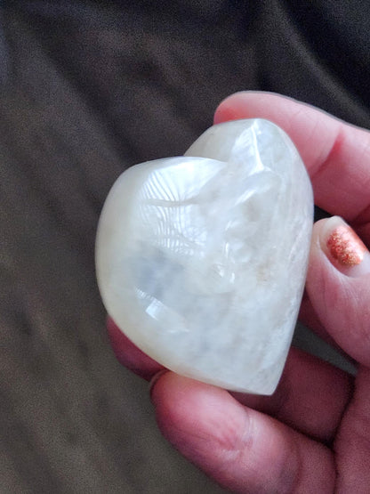 Moonstone Crystal Heart with Blue Flash