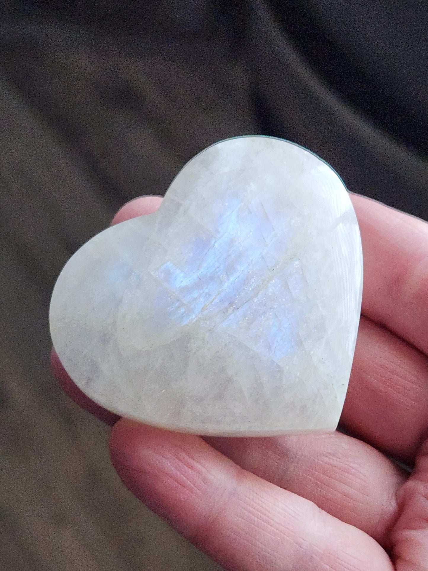 Moonstone Crystal Heart with Blue Flash