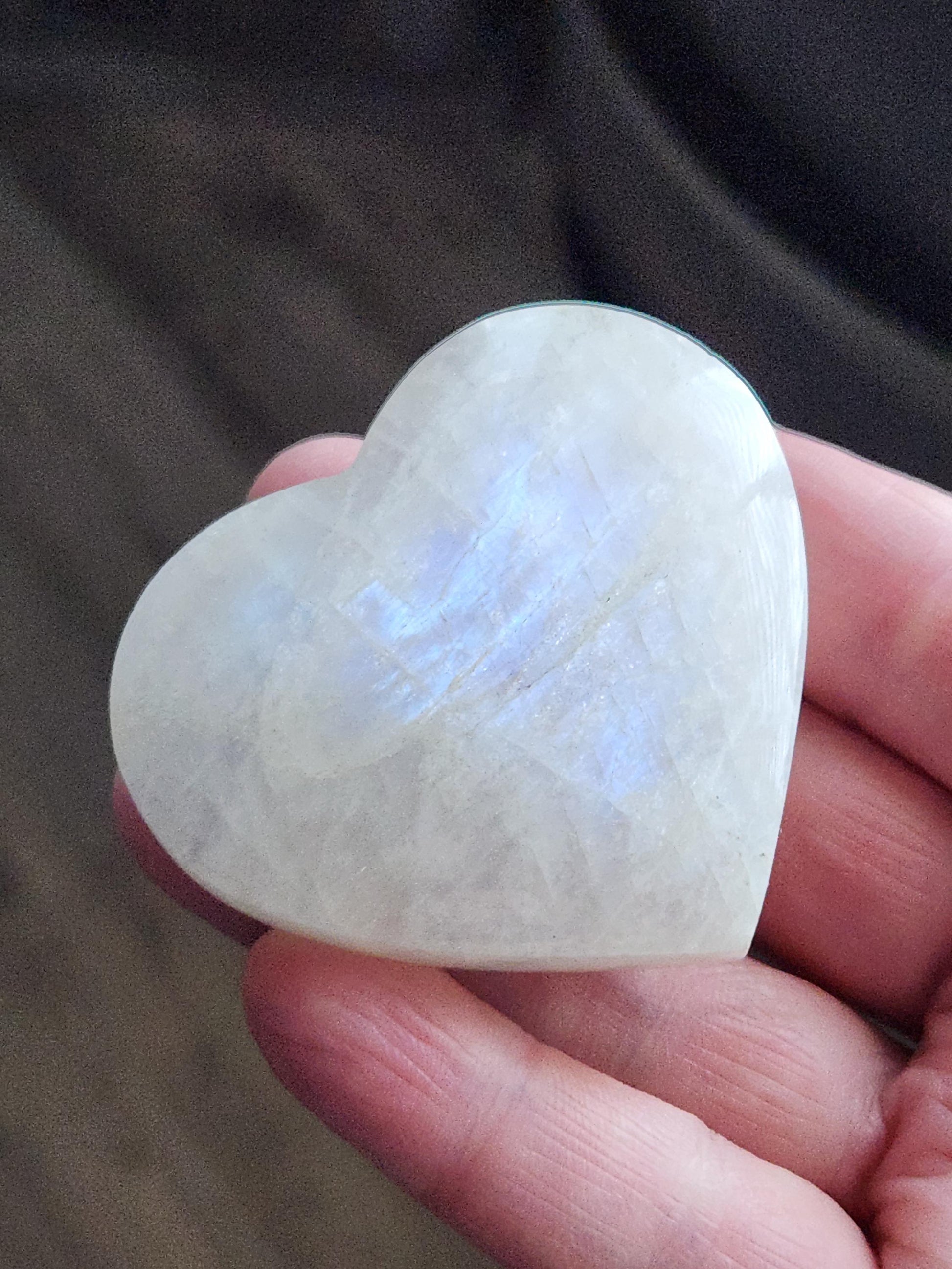 Moonstone Crystal Heart with Blue Flash