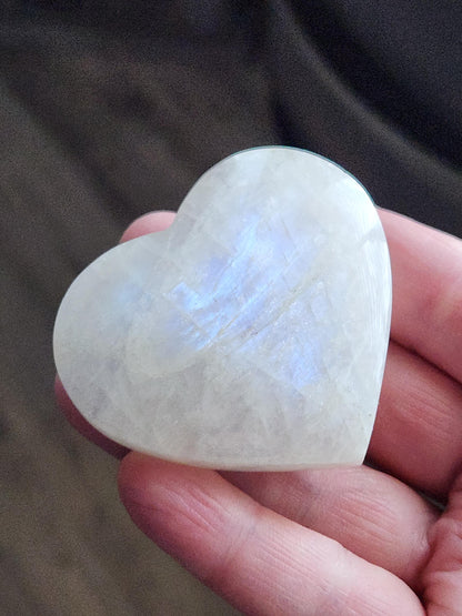 Moonstone Crystal Heart with Blue Flash