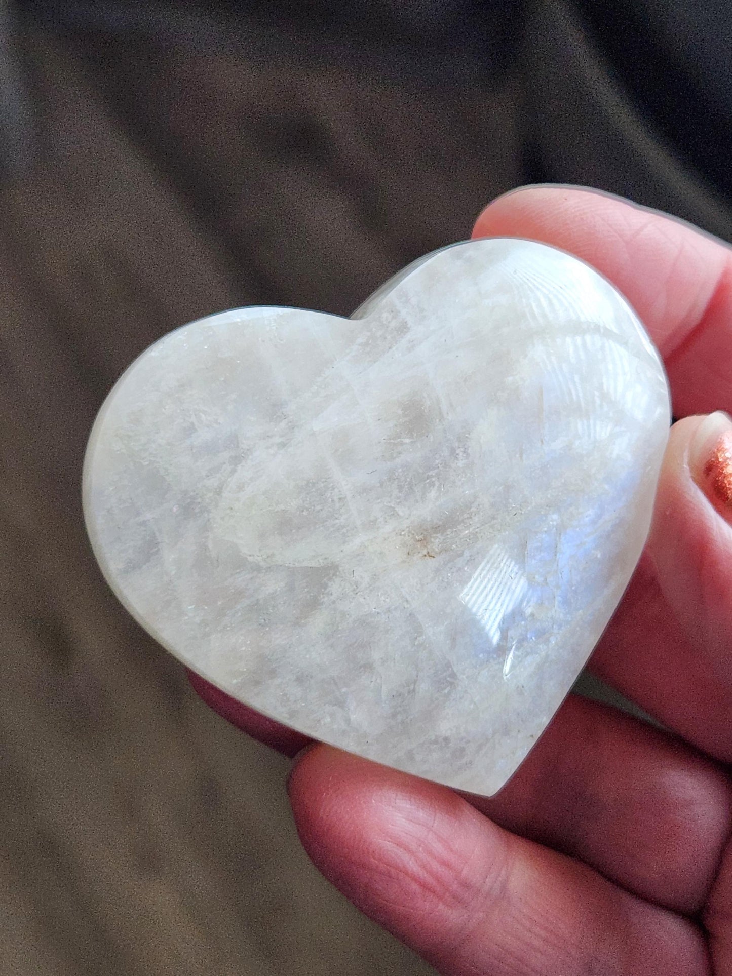 Moonstone Crystal Heart with Blue Flash