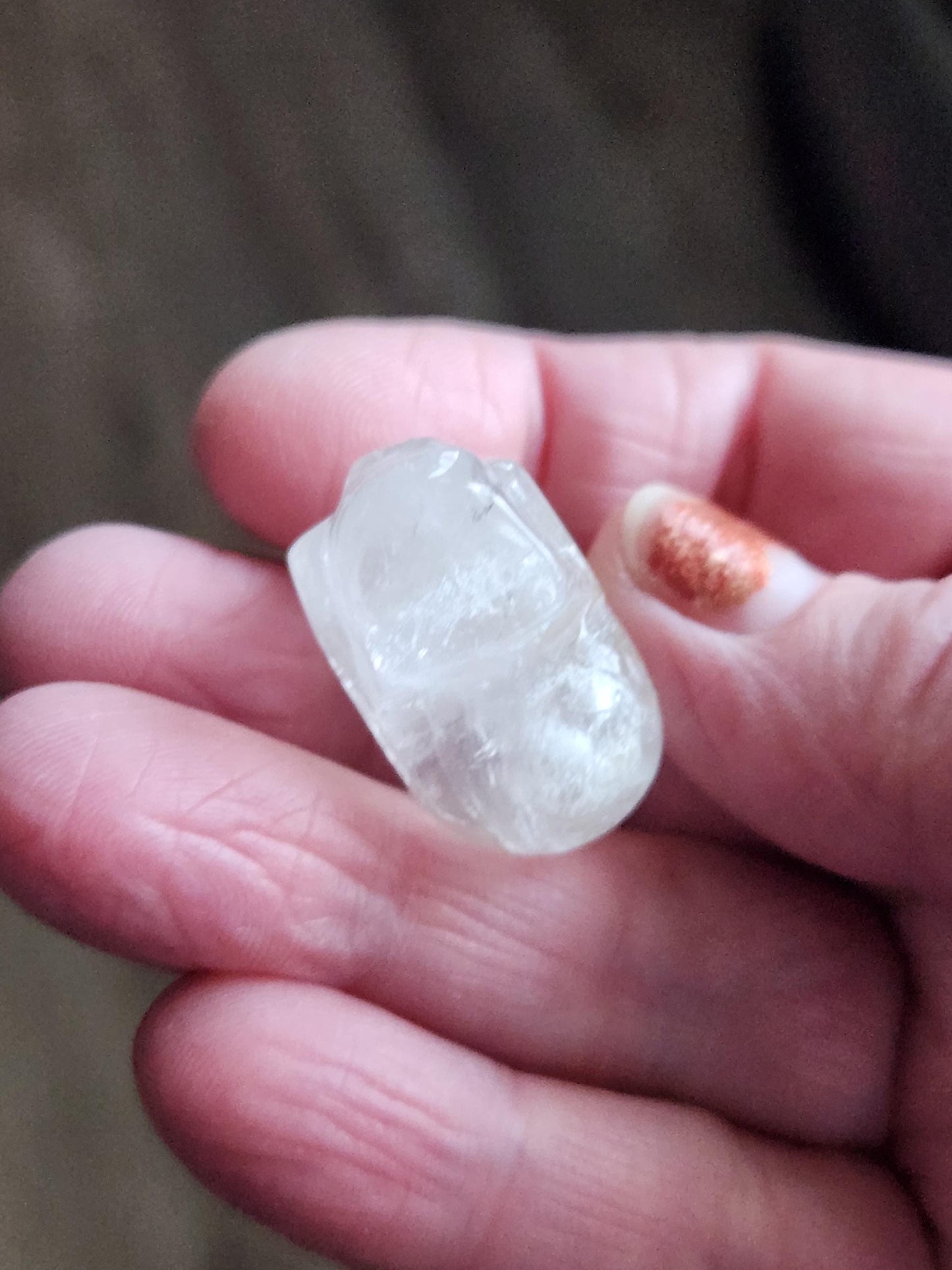 AAA Clear Quartz with Golden Healer Crystal Mini Skull - Natural Brazilian Stone