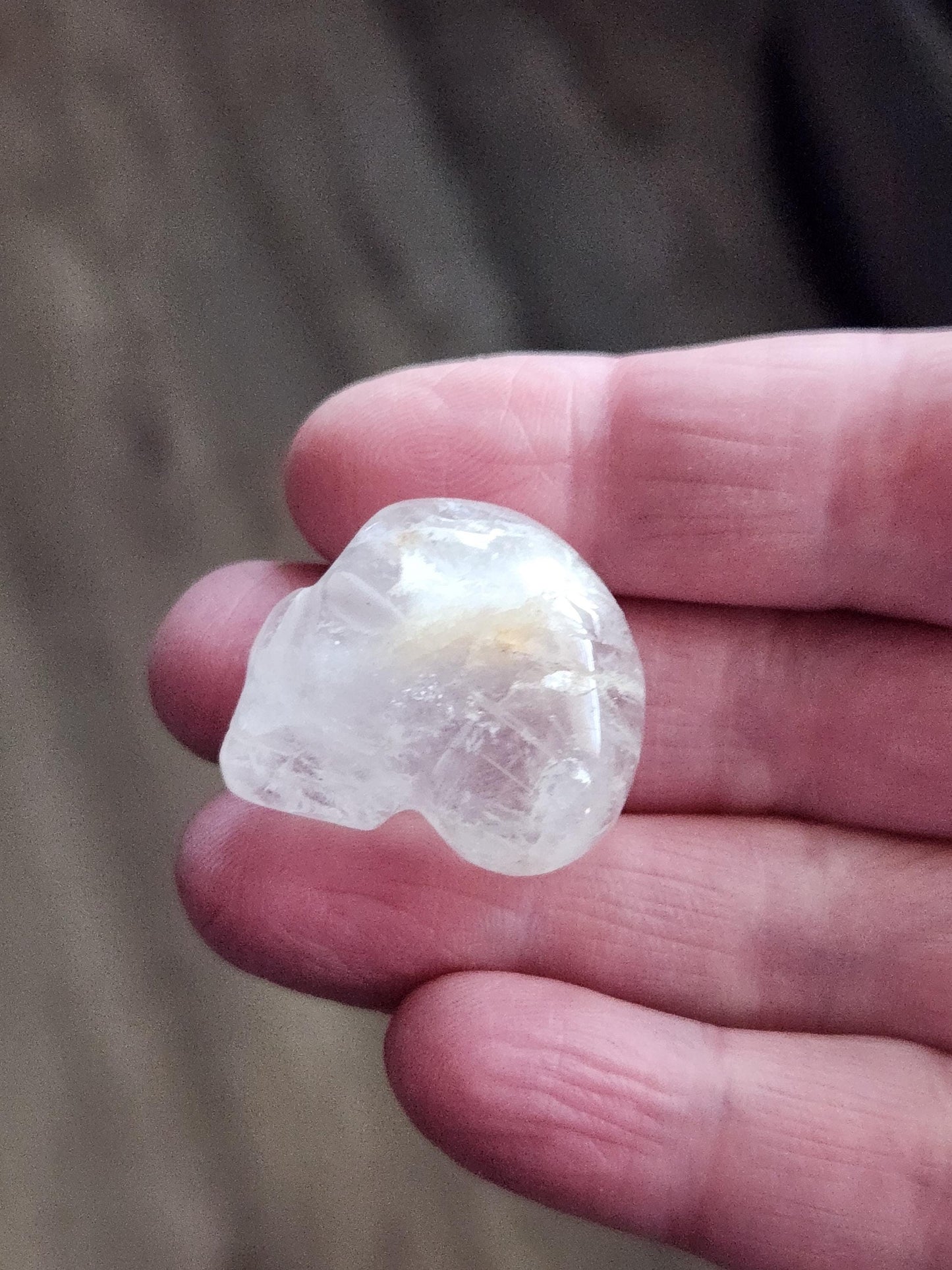 AAA Clear Quartz with Golden Healer Crystal Mini Skull - Natural Brazilian Stone