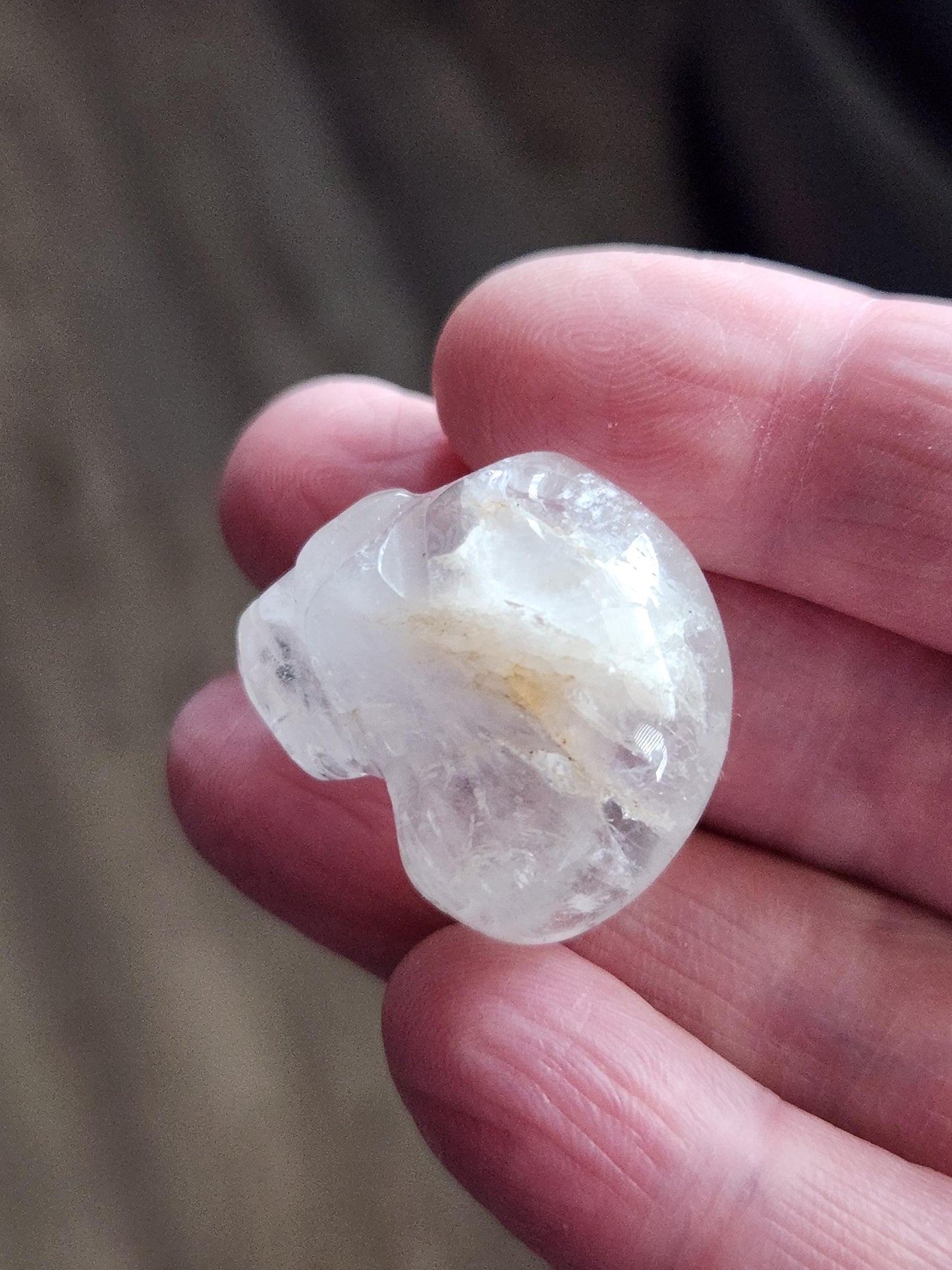 AAA Clear Quartz with Golden Healer Crystal Mini Skull - Natural Brazilian Stone