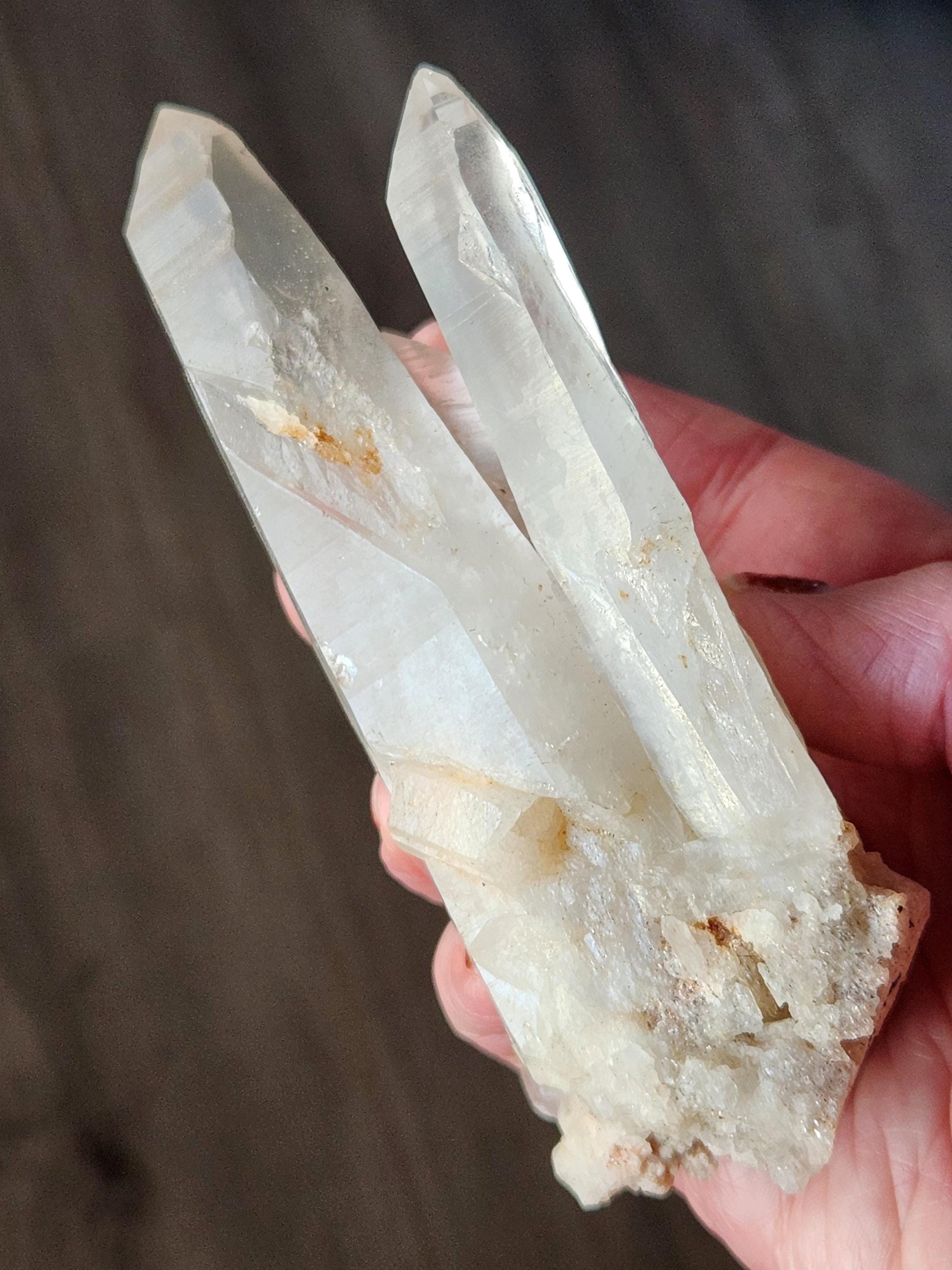 Clear Quartz Crystal Cluster, Large from Madagascar, Light Peach Tone