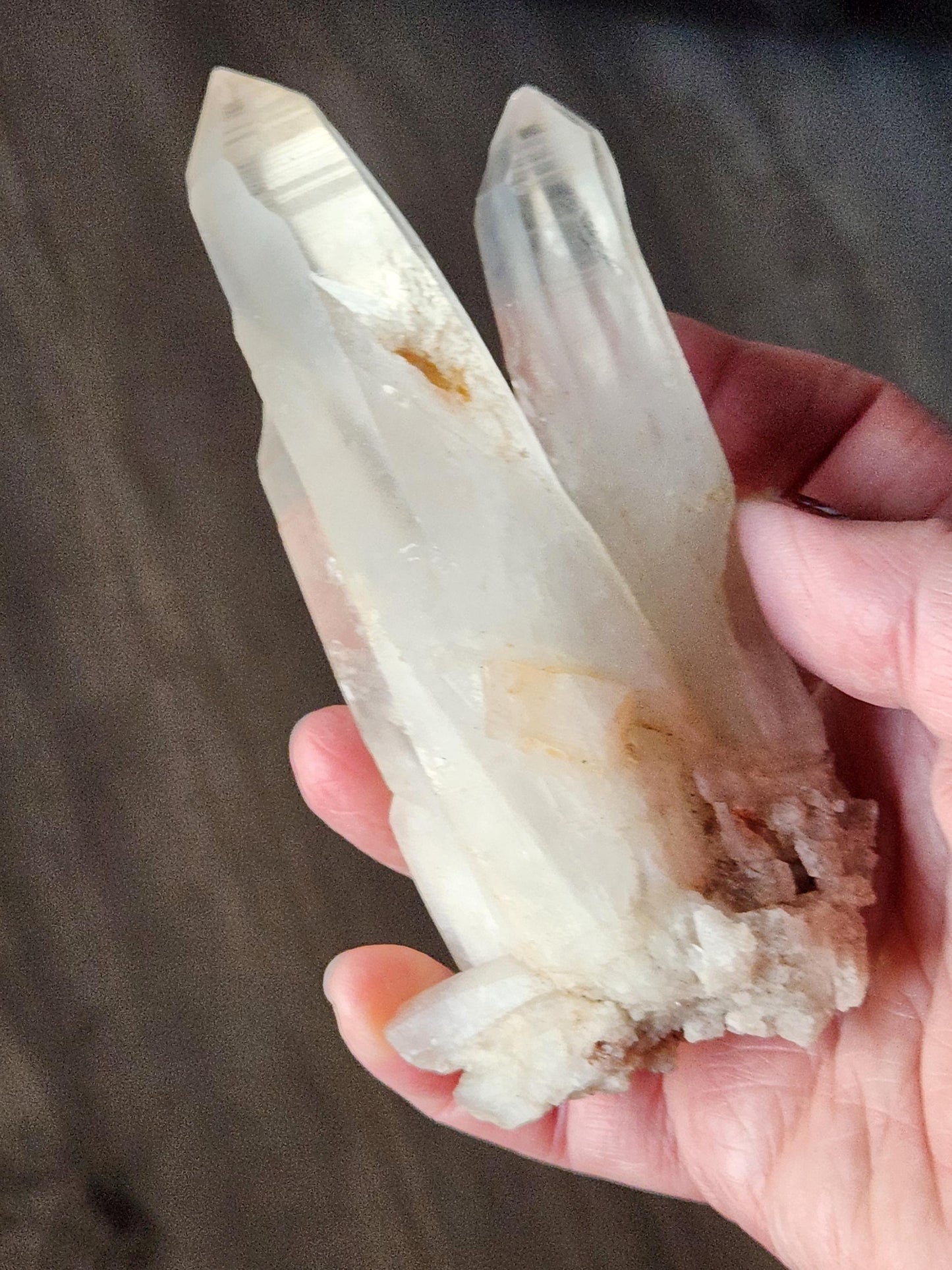 Clear Quartz Crystal Cluster, Large from Madagascar, Light Peach Tone