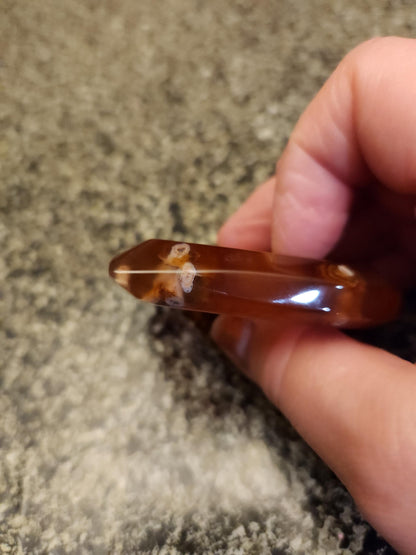 Carnelian Agate Heart with Druzy Center Natural Crystal