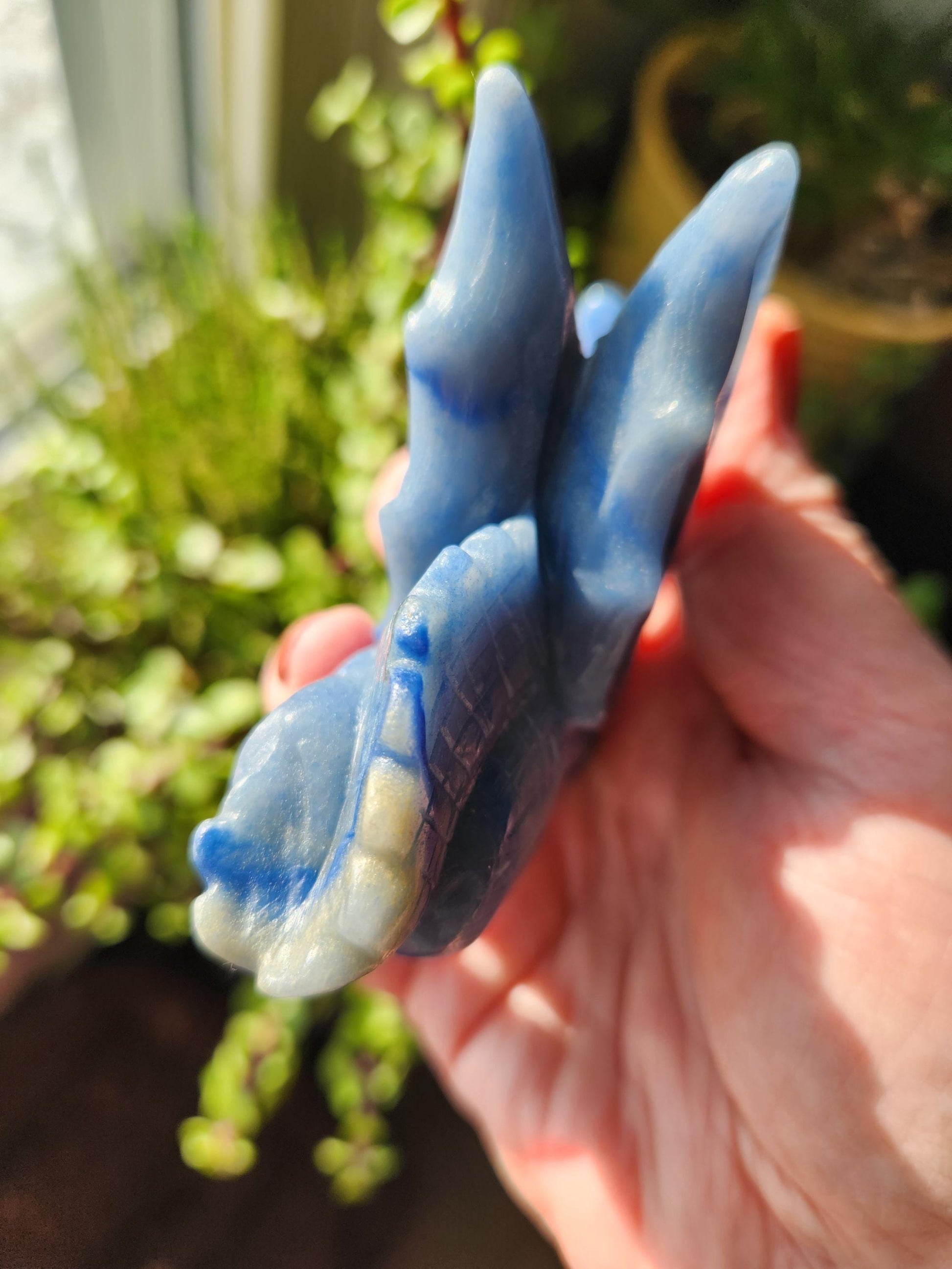 Blue Aventurine Crystal Dragon Carving - DnD, Decor