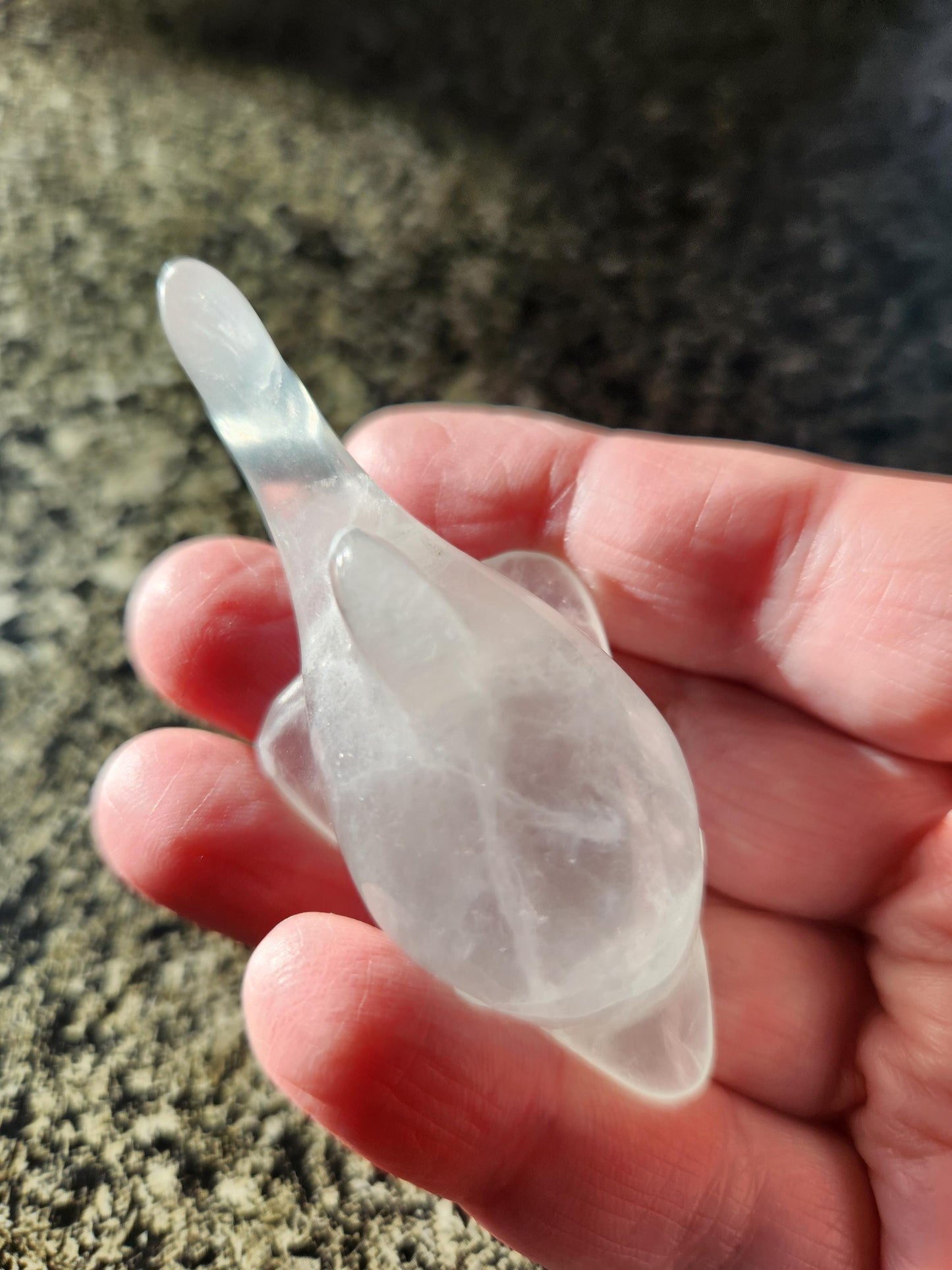 Mini Light Green Fluorite Dolphin Crystal Carving - High Polish