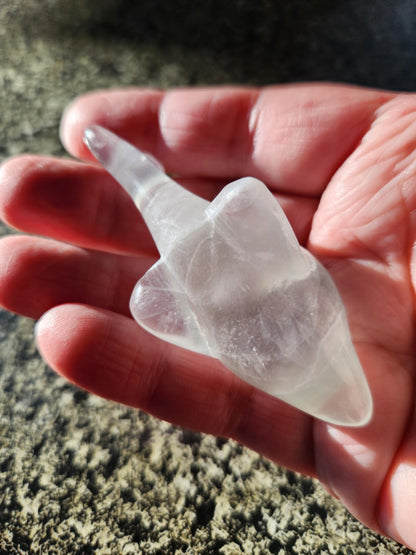 Mini Light Green Fluorite Dolphin Crystal Carving - High Polish